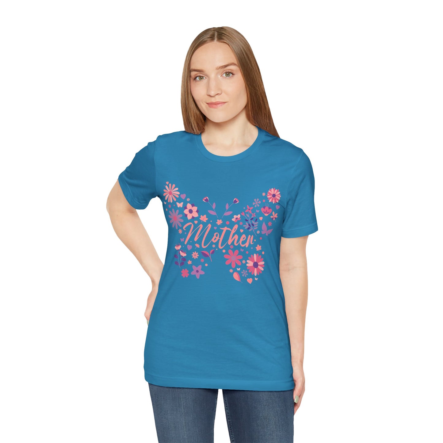 Butterfly Mother T-Shirt, Unisex Tee for Mom, Floral Gift, Birthday Present, Mother's Day Apparel, Cute Butterfly Design