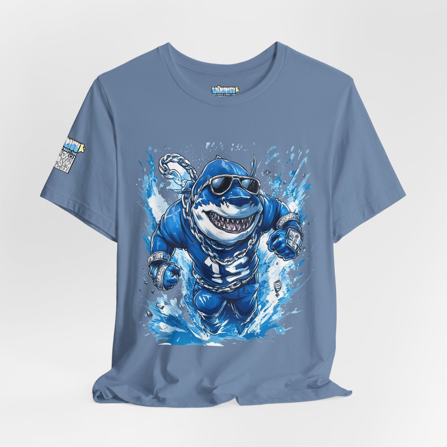 Ocean Dripp Blue Shark Graphic Unisex Tee - Fun Beachwear for Summer Adventures