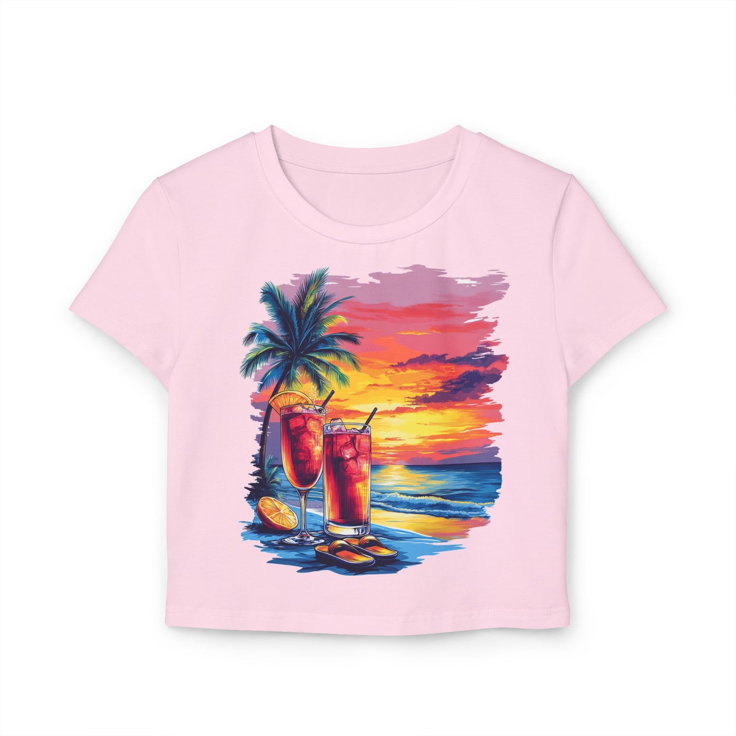Tropical Sunset Baby Tee | Beach Vibes, Summer Fashion, Vacation Outfit, Gift for Her, Relaxed Style