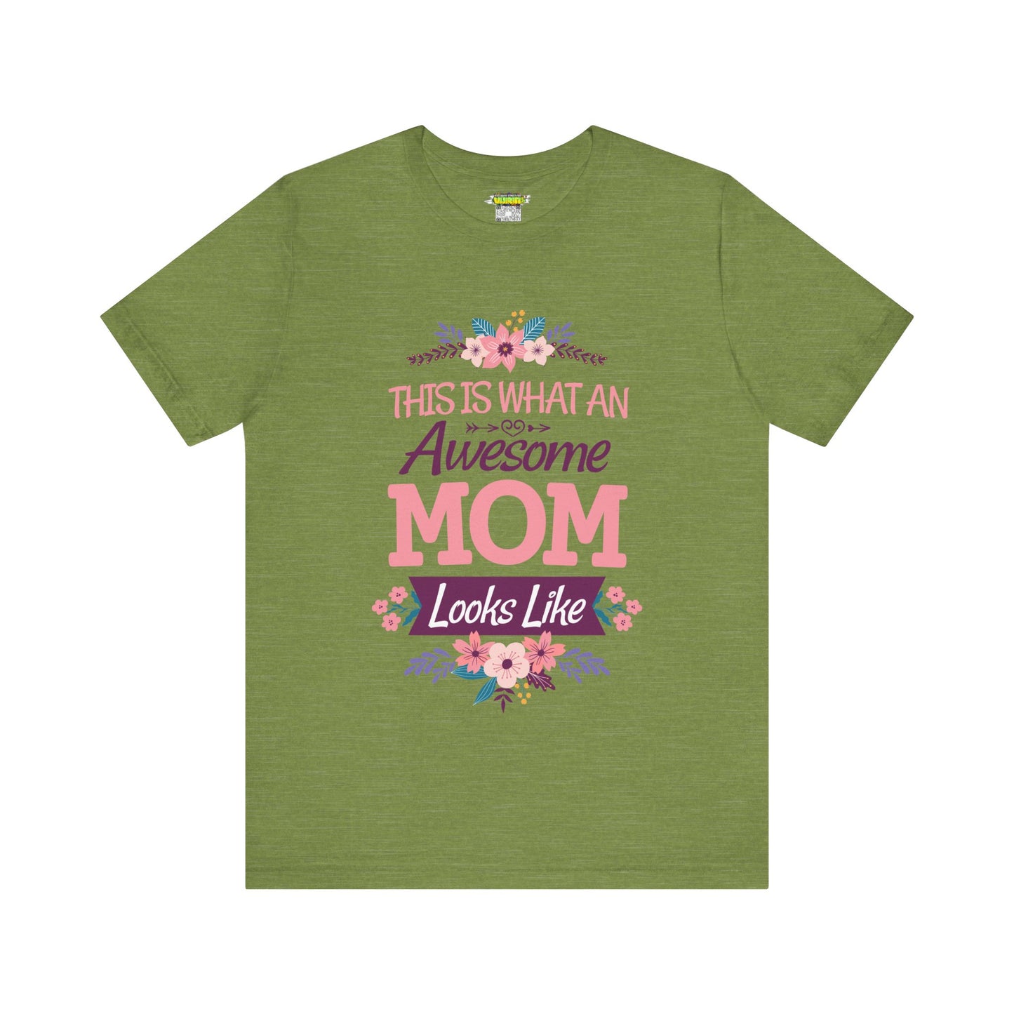 Awesome Mom  Short Sleeve Tee, Gift for Moms, Mother's Day Shirt, Family Theme Tee, Floral Design Top, Casual Style Tee