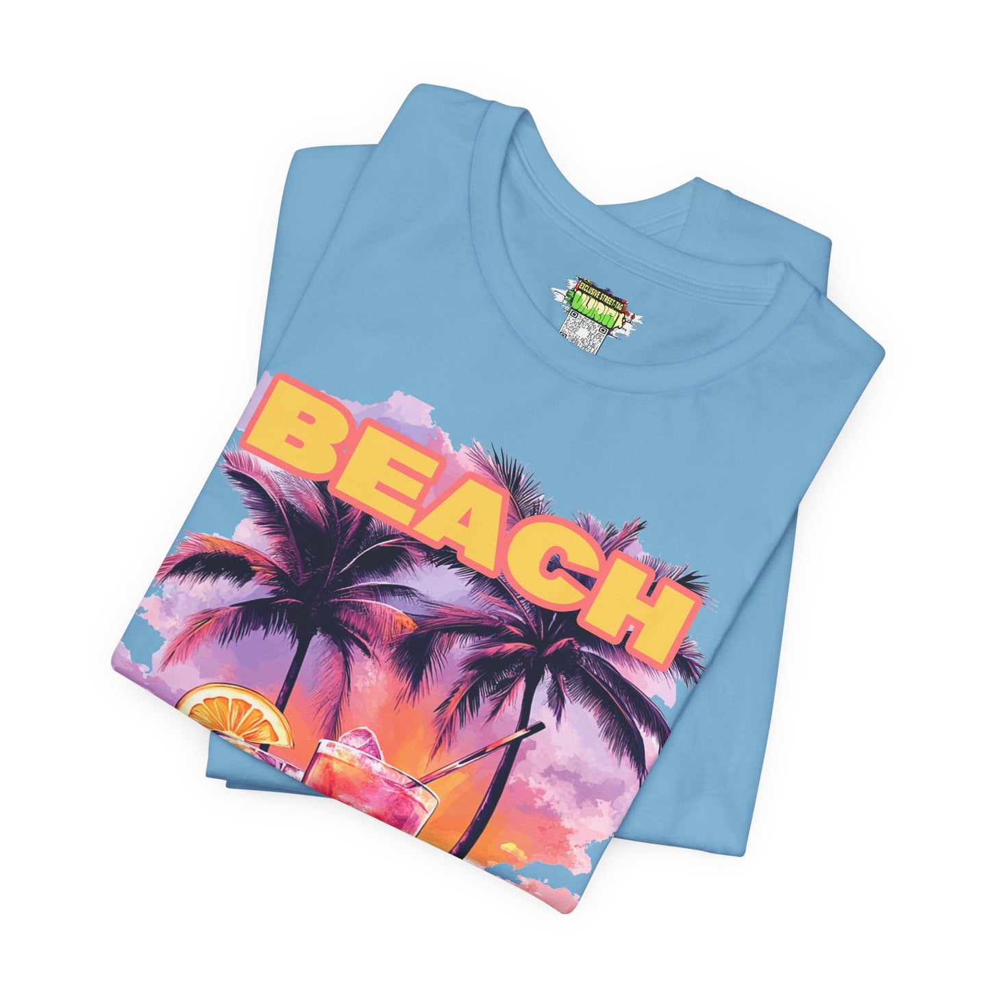 Beach Drinks Unisex Jersey Tee, Summer Shirt, Vacation T-Shirt, Tropical Paradise Top, Casual Beachwear