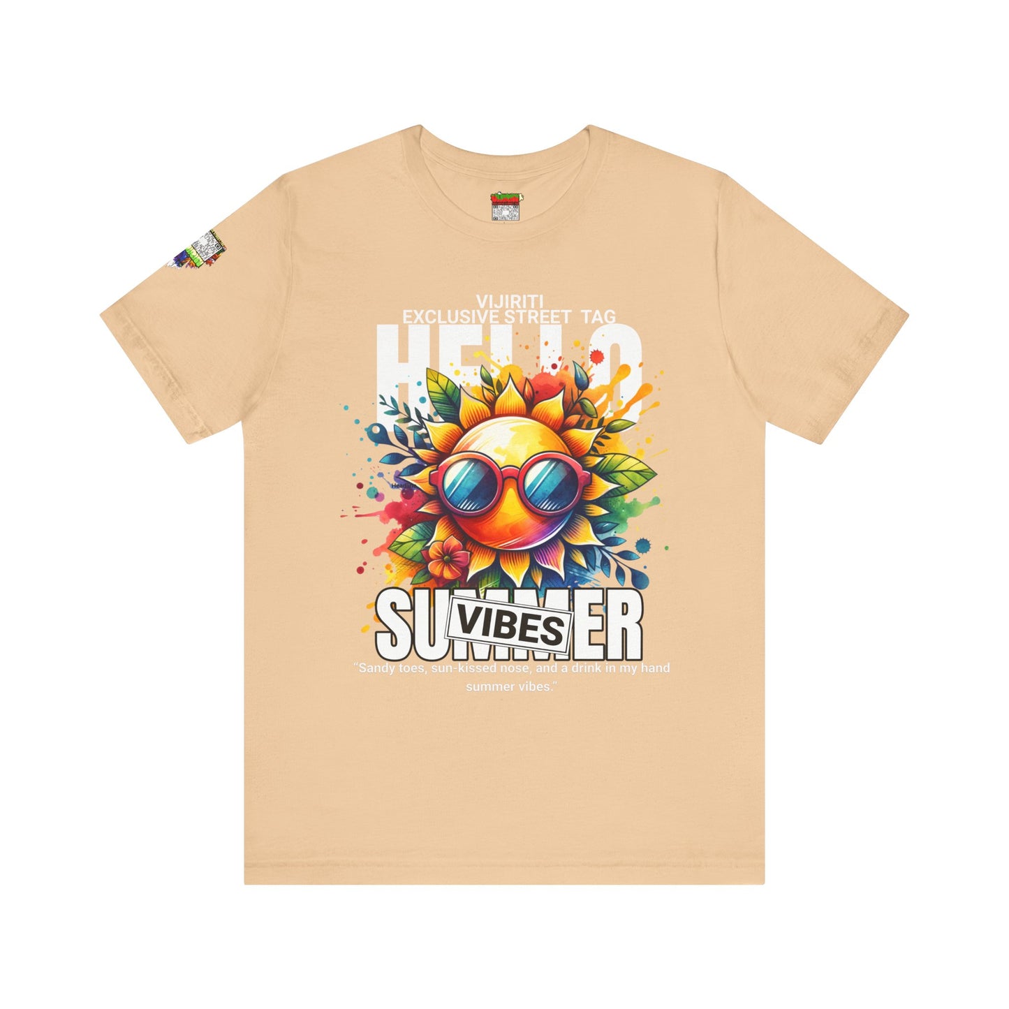 Vibrant Hello Summer Vibes Tee, Colorful Graphic Shirt, Unisex Summer Top, Beachwear, Festival Apparel, Gift for Sun Lovers