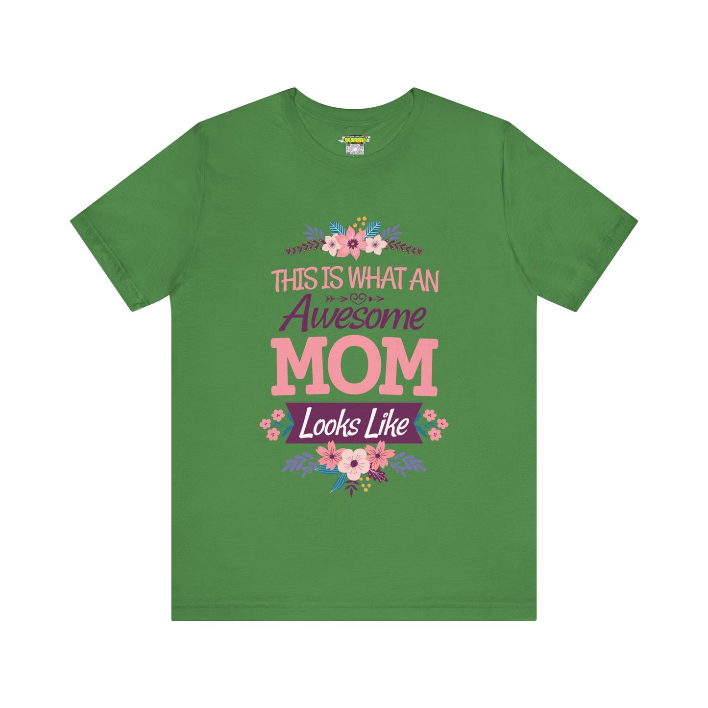 Awesome Mom  Short Sleeve Tee, Gift for Moms, Mother's Day Shirt, Family Theme Tee, Floral Design Top, Casual Style Tee