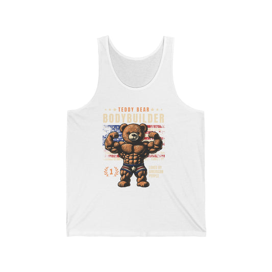 Funny Teddy Bear Bodybuilder Unisex Jersey Tank