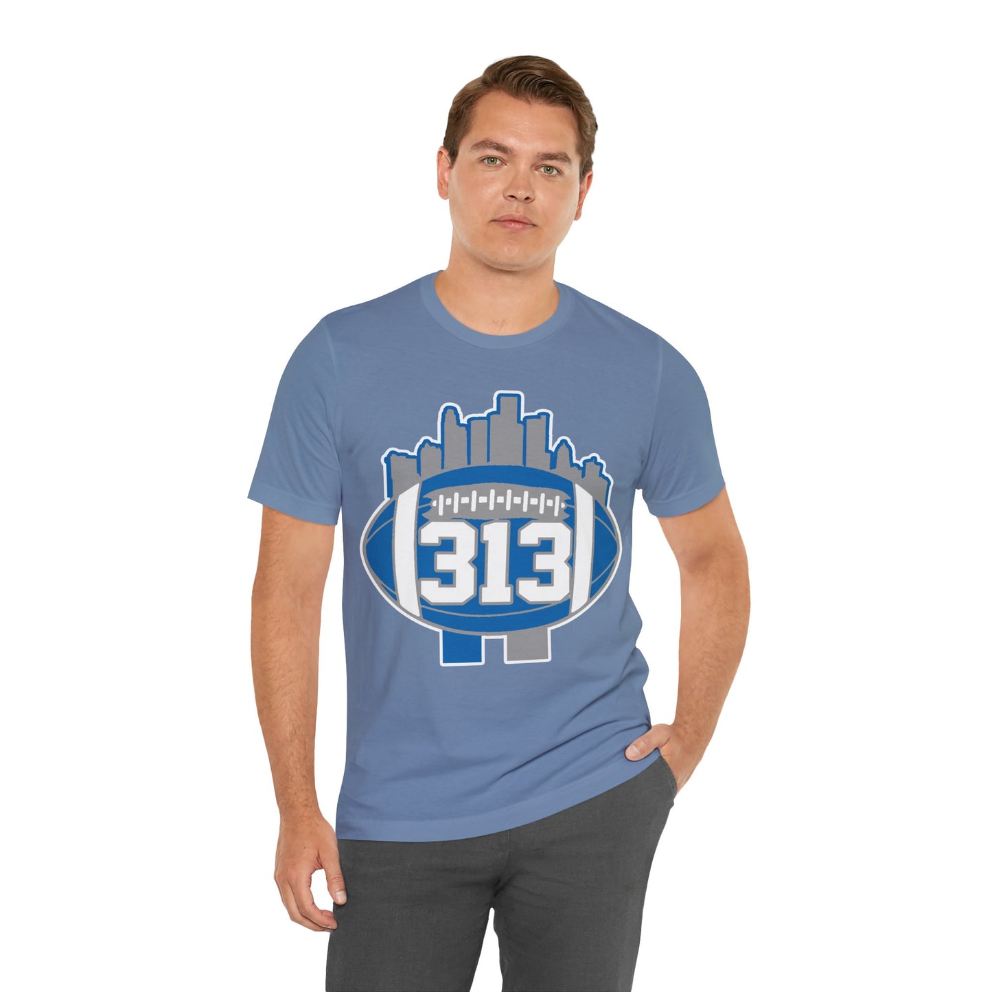 LION COLOR DETROIT 313 FOOT BALL SHIRT