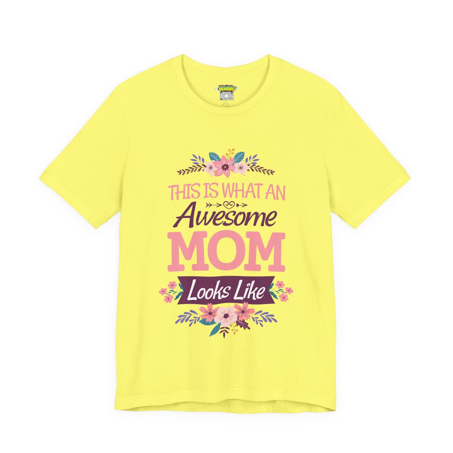 Awesome Mom  Short Sleeve Tee, Gift for Moms, Mother's Day Shirt, Family Theme Tee, Floral Design Top, Casual Style Tee