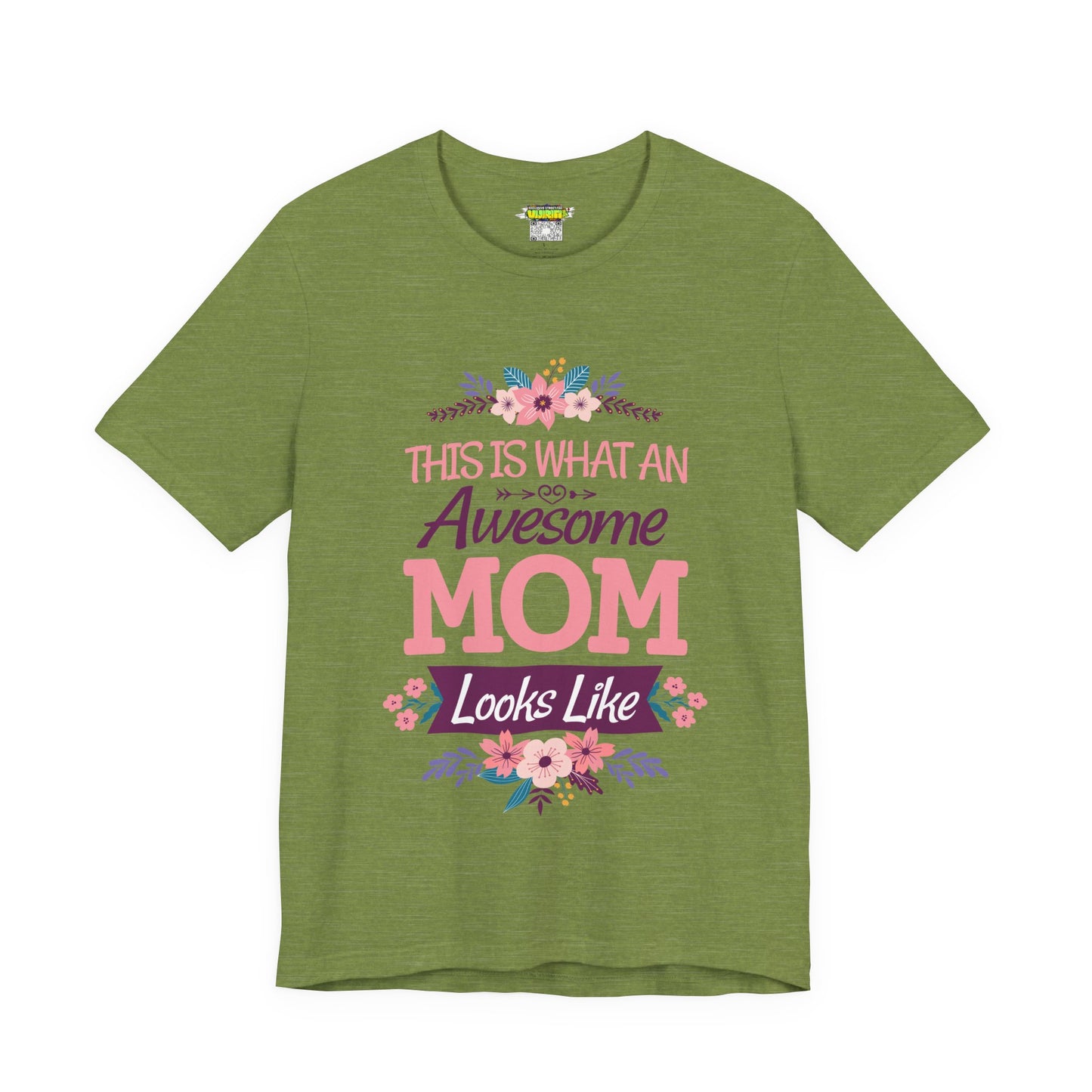 Awesome Mom  Short Sleeve Tee, Gift for Moms, Mother's Day Shirt, Family Theme Tee, Floral Design Top, Casual Style Tee