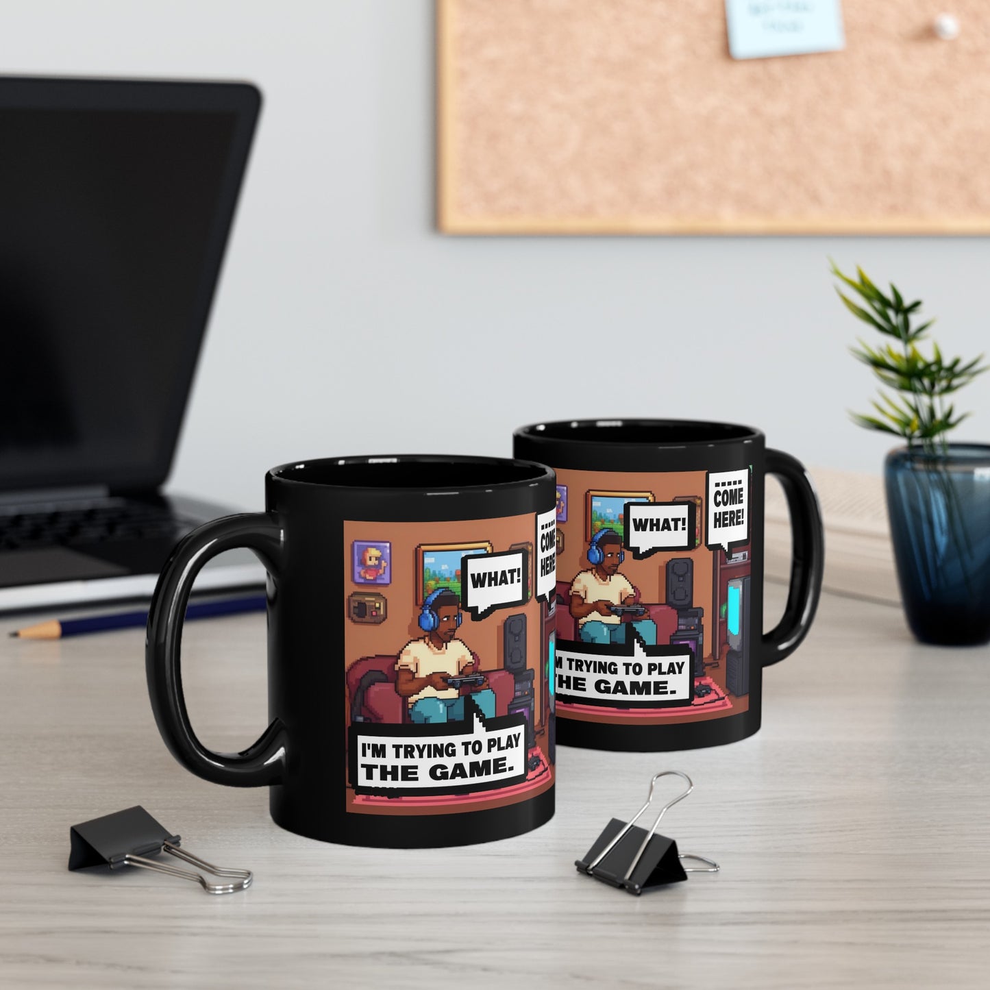 I'M TRYING TO PLAY THE GAME! V1 Black Mug (11oz, 15oz)