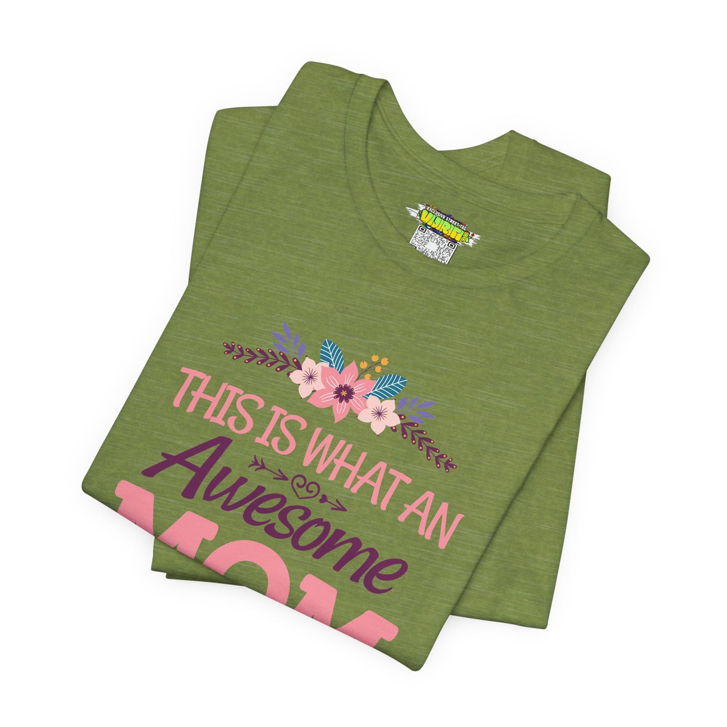 Awesome Mom  Short Sleeve Tee, Gift for Moms, Mother's Day Shirt, Family Theme Tee, Floral Design Top, Casual Style Tee