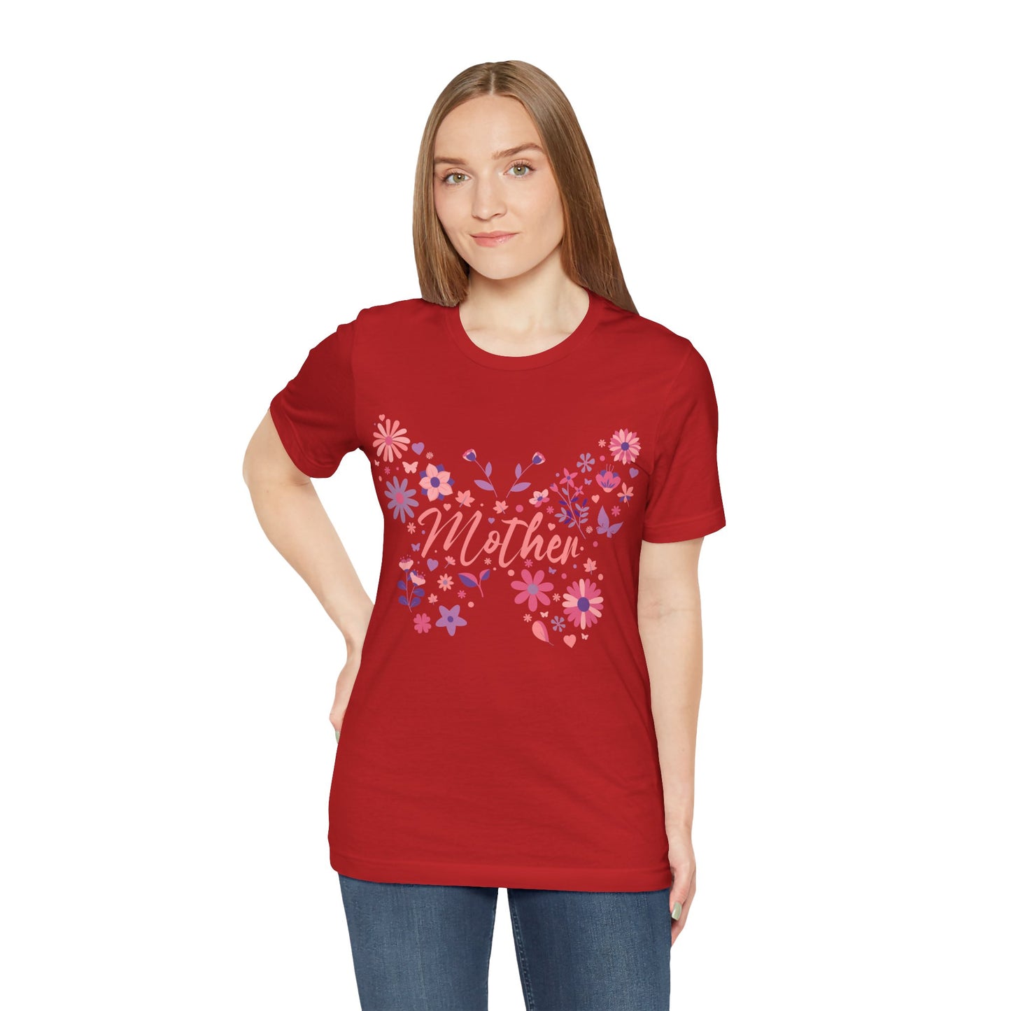 Butterfly Mother T-Shirt, Unisex Tee for Mom, Floral Gift, Birthday Present, Mother's Day Apparel, Cute Butterfly Design