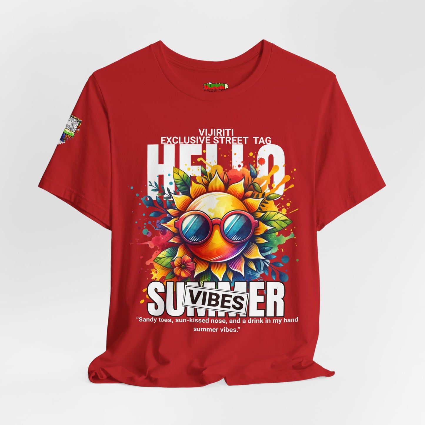 Vibrant Hello Summer Vibes Tee, Colorful Graphic Shirt, Unisex Summer Top, Beachwear, Festival Apparel, Gift for Sun Lovers