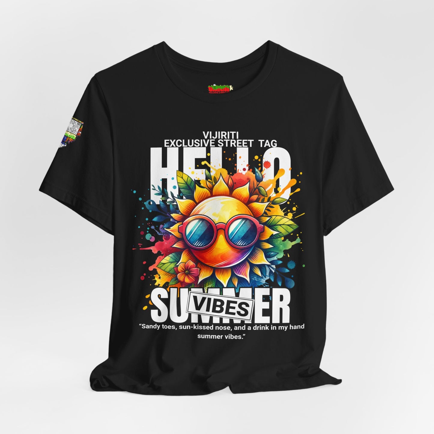 Vibrant Hello Summer Vibes Tee, Colorful Graphic Shirt, Unisex Summer Top, Beachwear, Festival Apparel, Gift for Sun Lovers