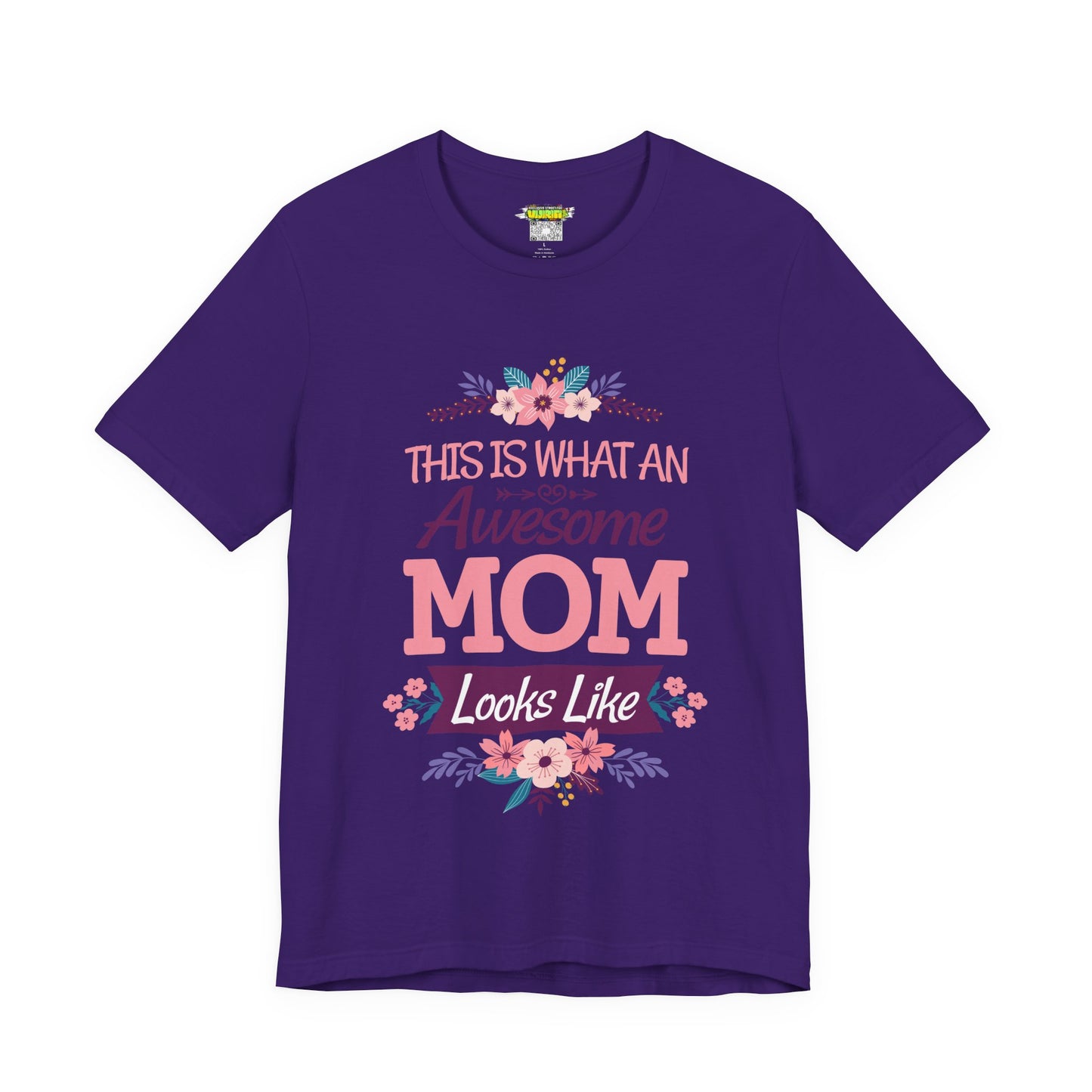 Awesome Mom  Short Sleeve Tee, Gift for Moms, Mother's Day Shirt, Family Theme Tee, Floral Design Top, Casual Style Tee