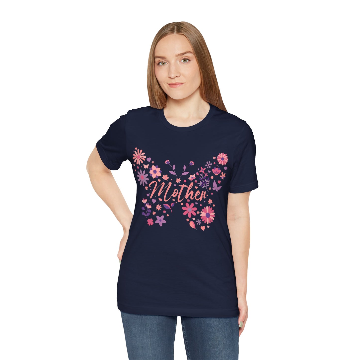 Butterfly Mother T-Shirt, Unisex Tee for Mom, Floral Gift, Birthday Present, Mother's Day Apparel, Cute Butterfly Design