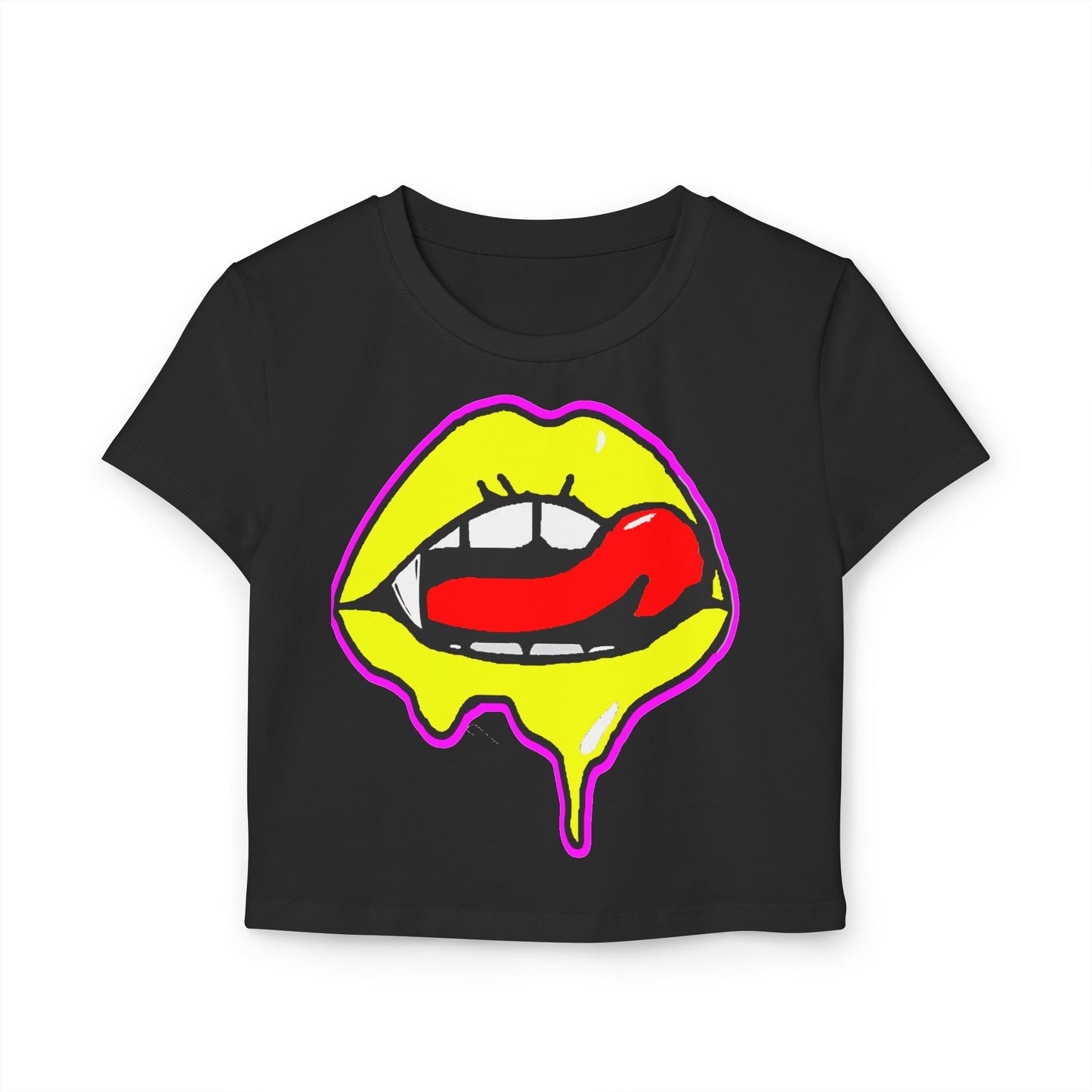 Sexy Bite Vibrant Women's Baby Tee, Funky Crop Top, Retro Statement Shirt, Edgy Graphic Tee, Stylish Summer Apparel