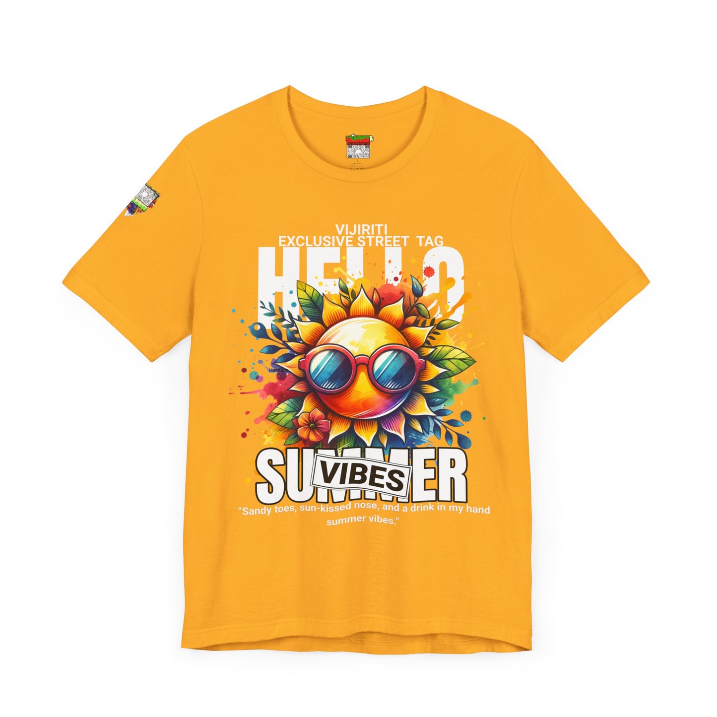 Vibrant Hello Summer Vibes Tee, Colorful Graphic Shirt, Unisex Summer Top, Beachwear, Festival Apparel, Gift for Sun Lovers