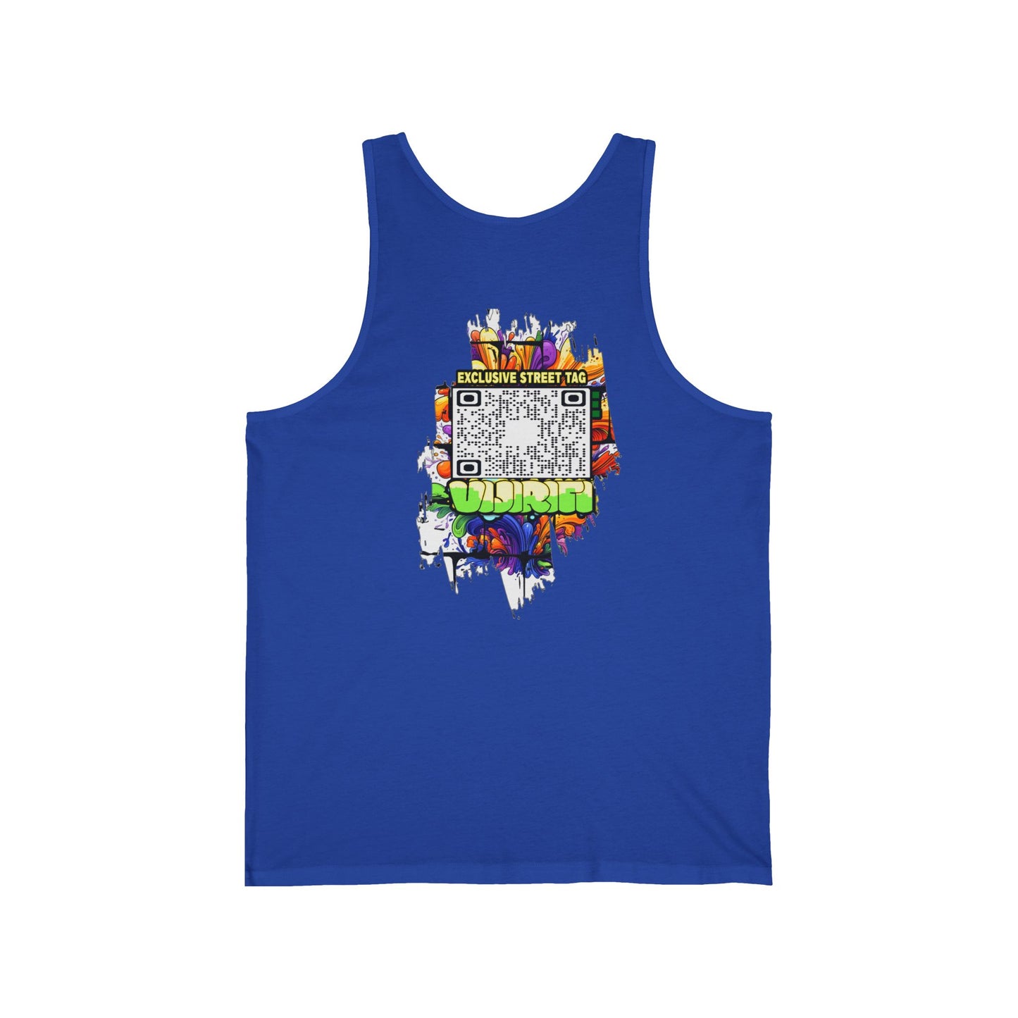VIJIRITI Street Art Graphic Unisex Jersey Tank | Urban Style Apparel, Summer Wardrobe Essential, Festival Wear, Gift for Street Art Lovers