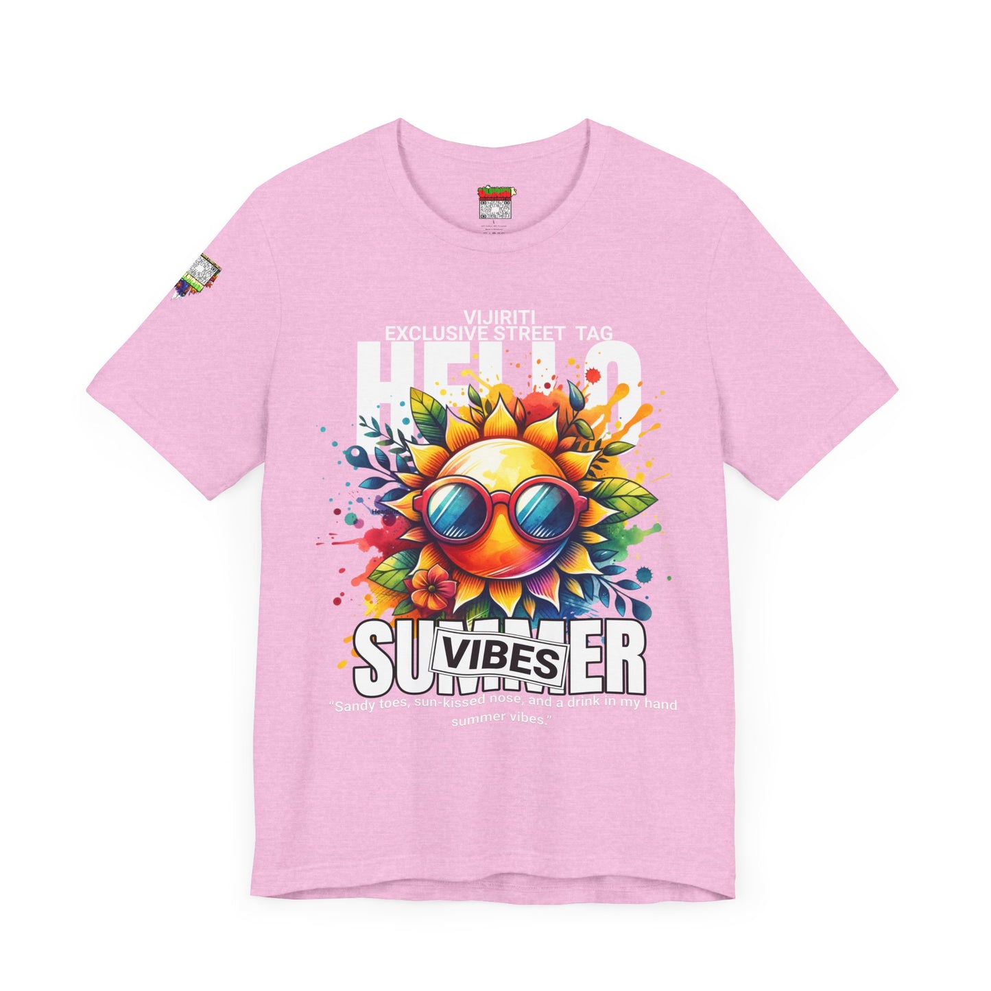 Vibrant Hello Summer Vibes Tee, Colorful Graphic Shirt, Unisex Summer Top, Beachwear, Festival Apparel, Gift for Sun Lovers
