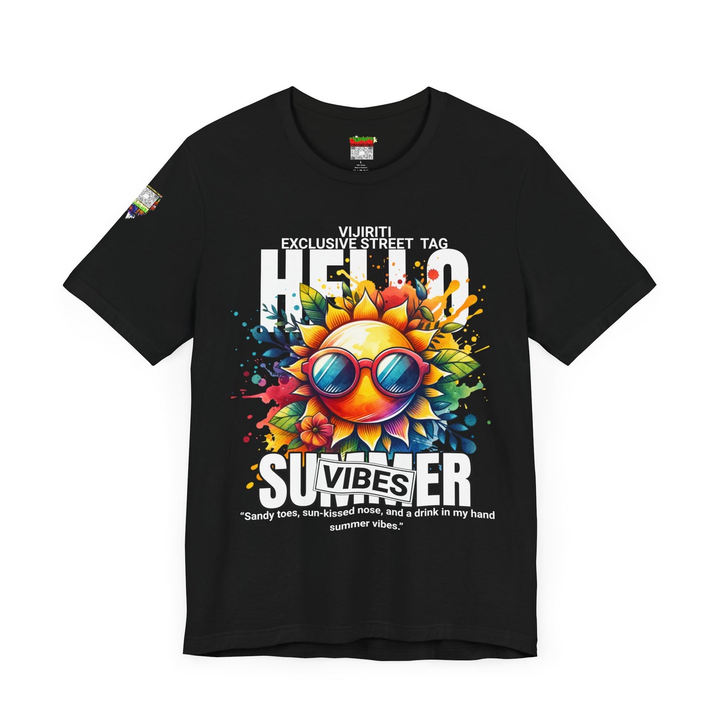 Vibrant Hello Summer Vibes Tee, Colorful Graphic Shirt, Unisex Summer Top, Beachwear, Festival Apparel, Gift for Sun Lovers
