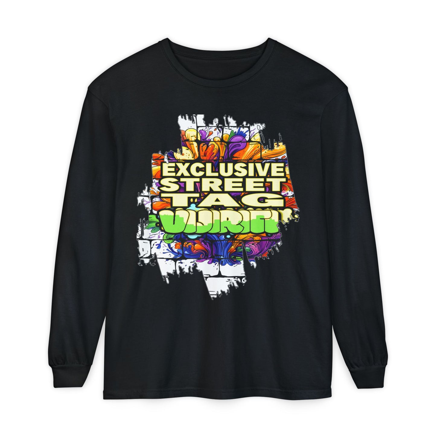Exclusive Street Tag Long Sleeve Tee, Unisex Graphic Tee, Streetwear T-Shirt, Casual Wear, Trendy Gift, Urban Fashion