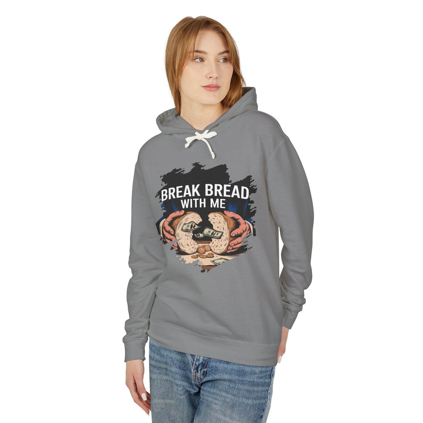 "Break Bread Unisex Lightweight Hoodie - Cozy Gift for Friends, Foodie Apparel, Casual Wear, Gathering Looks, Unique Sweatshirt