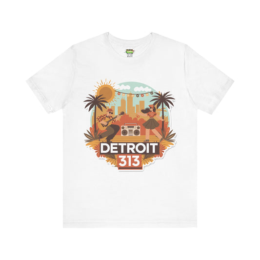 Detroit 313 Summer Retro Tee - Unisex Jersey Short Sleeve T-Shirt for City Lovers, Travel Enthusiasts, Casual Wear, Gifts, Summer Vibes