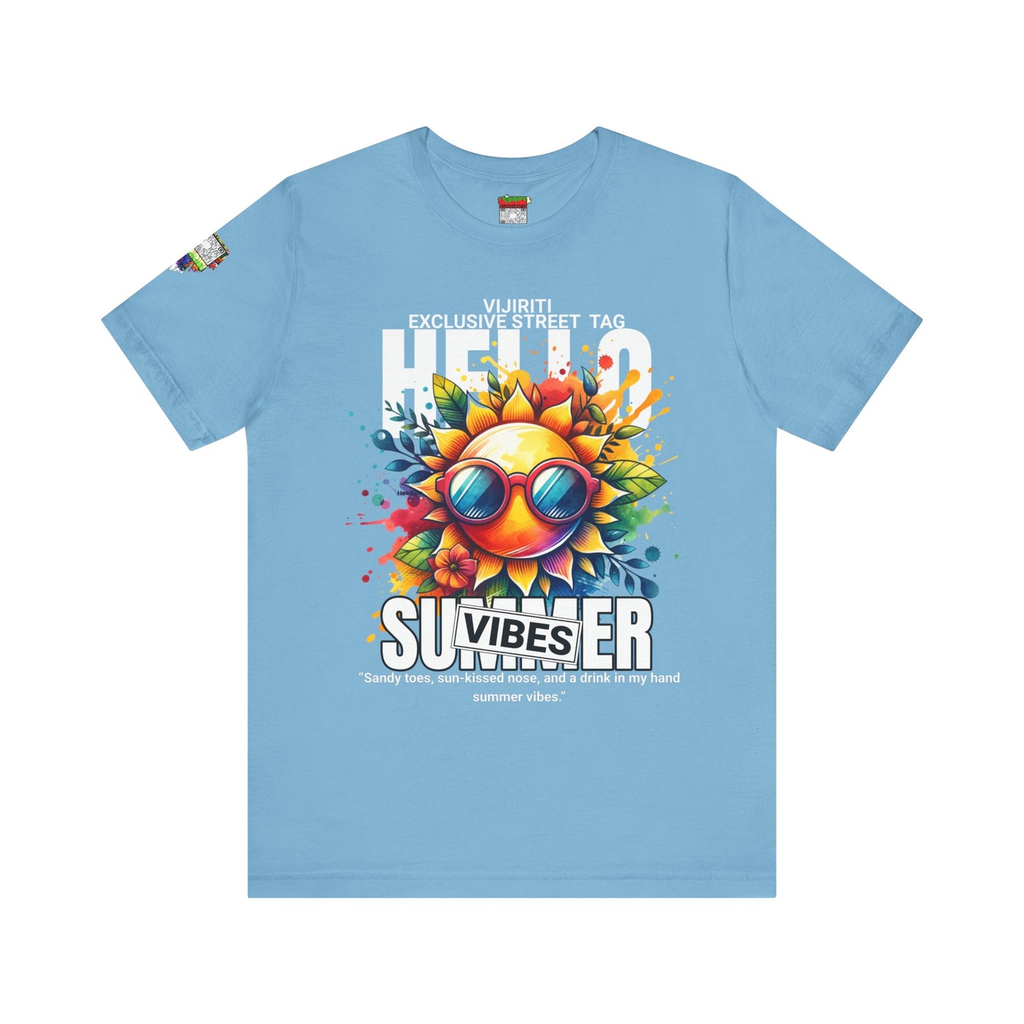 Vibrant Hello Summer Vibes Tee, Colorful Graphic Shirt, Unisex Summer Top, Beachwear, Festival Apparel, Gift for Sun Lovers