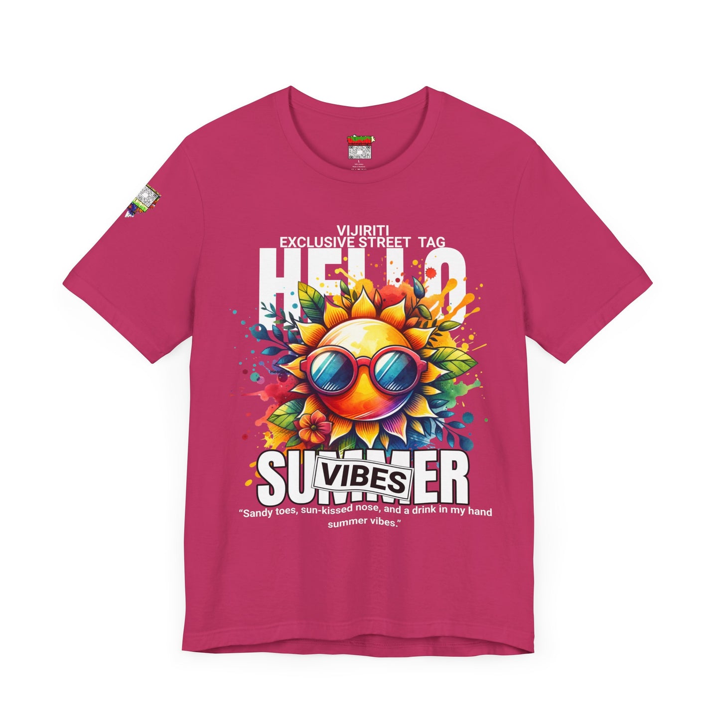 Vibrant Hello Summer Vibes Tee, Colorful Graphic Shirt, Unisex Summer Top, Beachwear, Festival Apparel, Gift for Sun Lovers