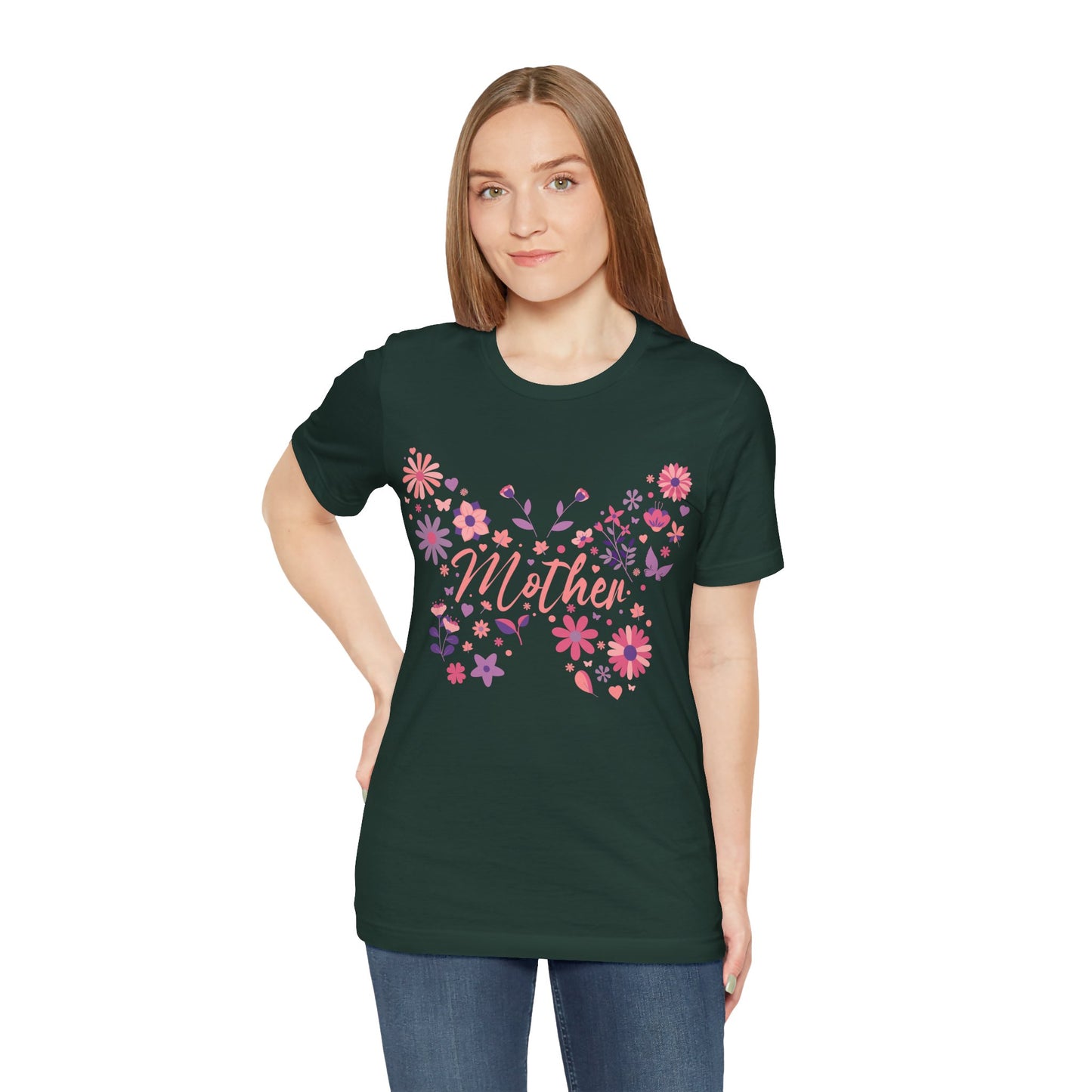Butterfly Mother T-Shirt, Unisex Tee for Mom, Floral Gift, Birthday Present, Mother's Day Apparel, Cute Butterfly Design