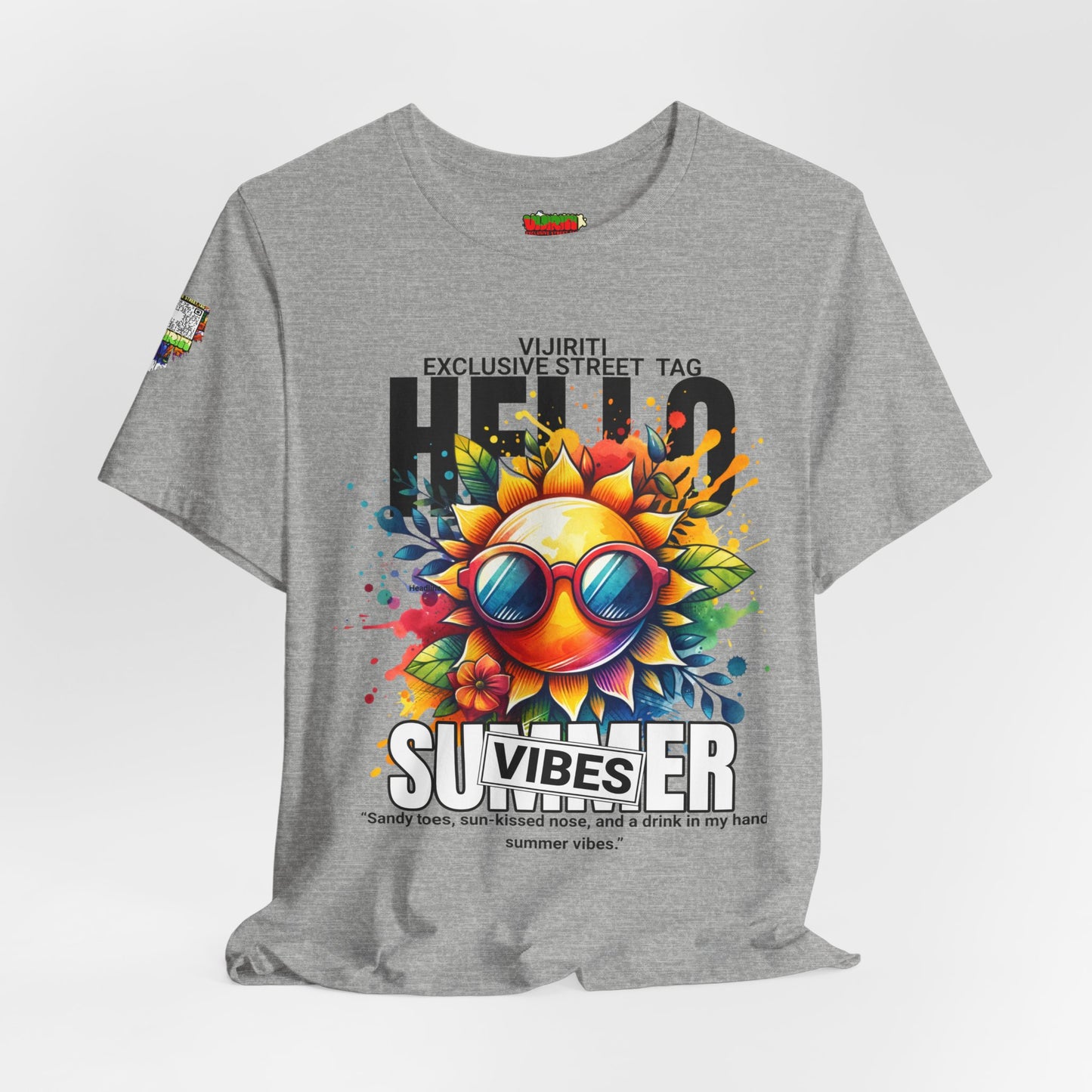 Vibrant Hello Summer Vibes Tee, Colorful Graphic Shirt, Unisex Summer Top, Beachwear, Festival Apparel, Gift for Sun Lovers