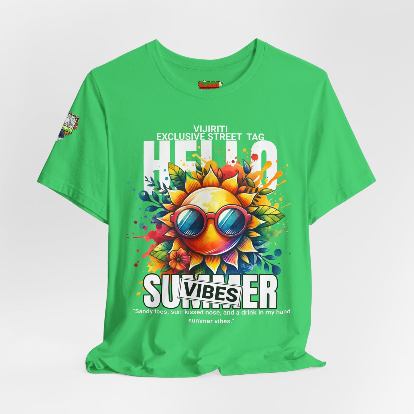 Vibrant Hello Summer Vibes Tee, Colorful Graphic Shirt, Unisex Summer Top, Beachwear, Festival Apparel, Gift for Sun Lovers