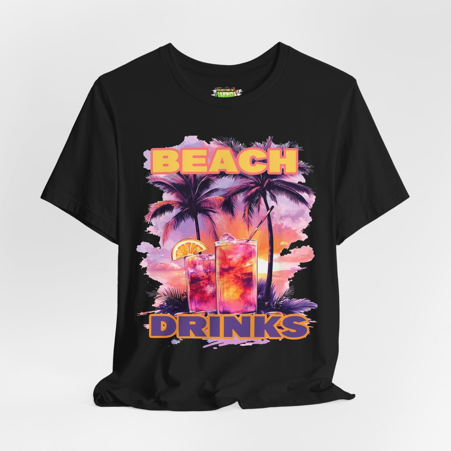 Beach Drinks Unisex Jersey Tee, Summer Shirt, Vacation T-Shirt, Tropical Paradise Top, Casual Beachwear