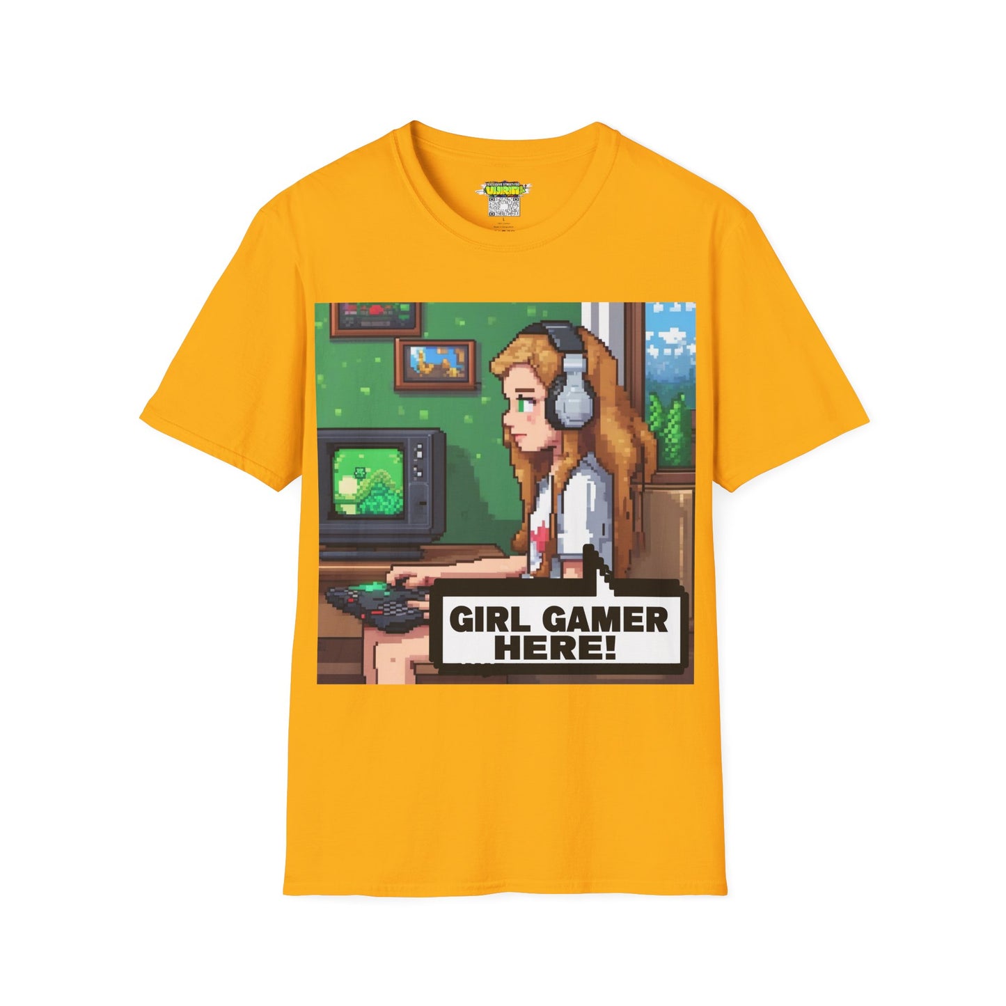 Pixel Art Girl Gamer Here T-Shirt | Vintage Video Game Shirt, Unisex Graphic Tee, Retro Gaming Apparel, Perfect for Gamers & Gift Ideas