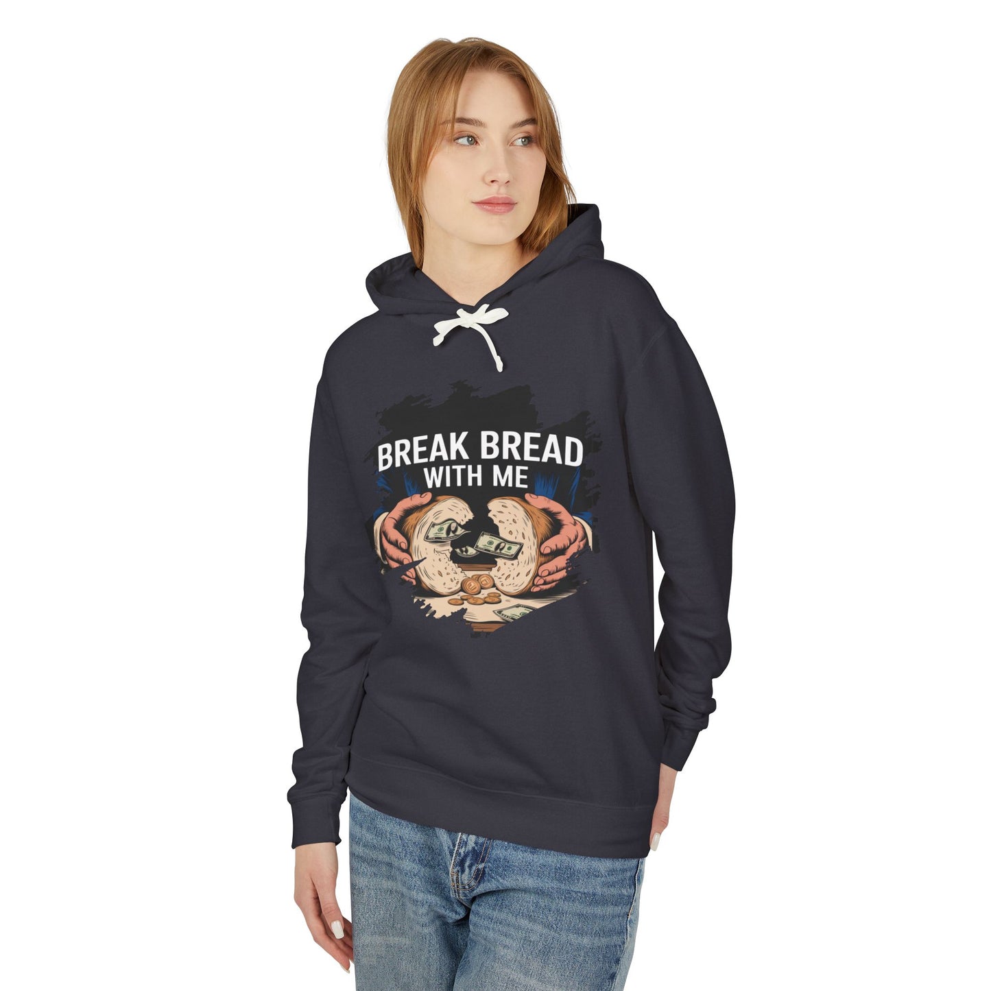 "Break Bread Unisex Lightweight Hoodie - Cozy Gift for Friends, Foodie Apparel, Casual Wear, Gathering Looks, Unique Sweatshirt