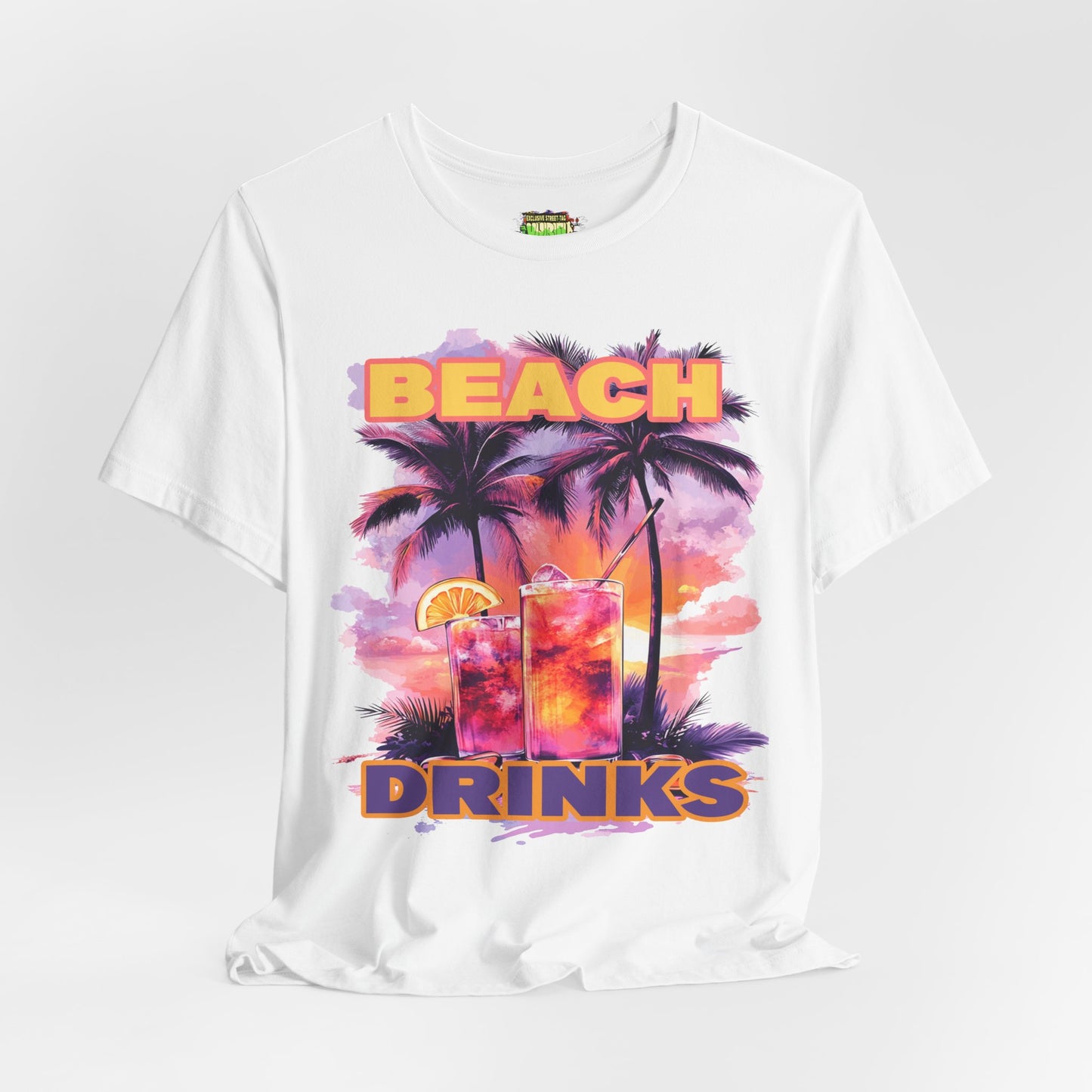 Beach Drinks Unisex Jersey Tee, Summer Shirt, Vacation T-Shirt, Tropical Paradise Top, Casual Beachwear