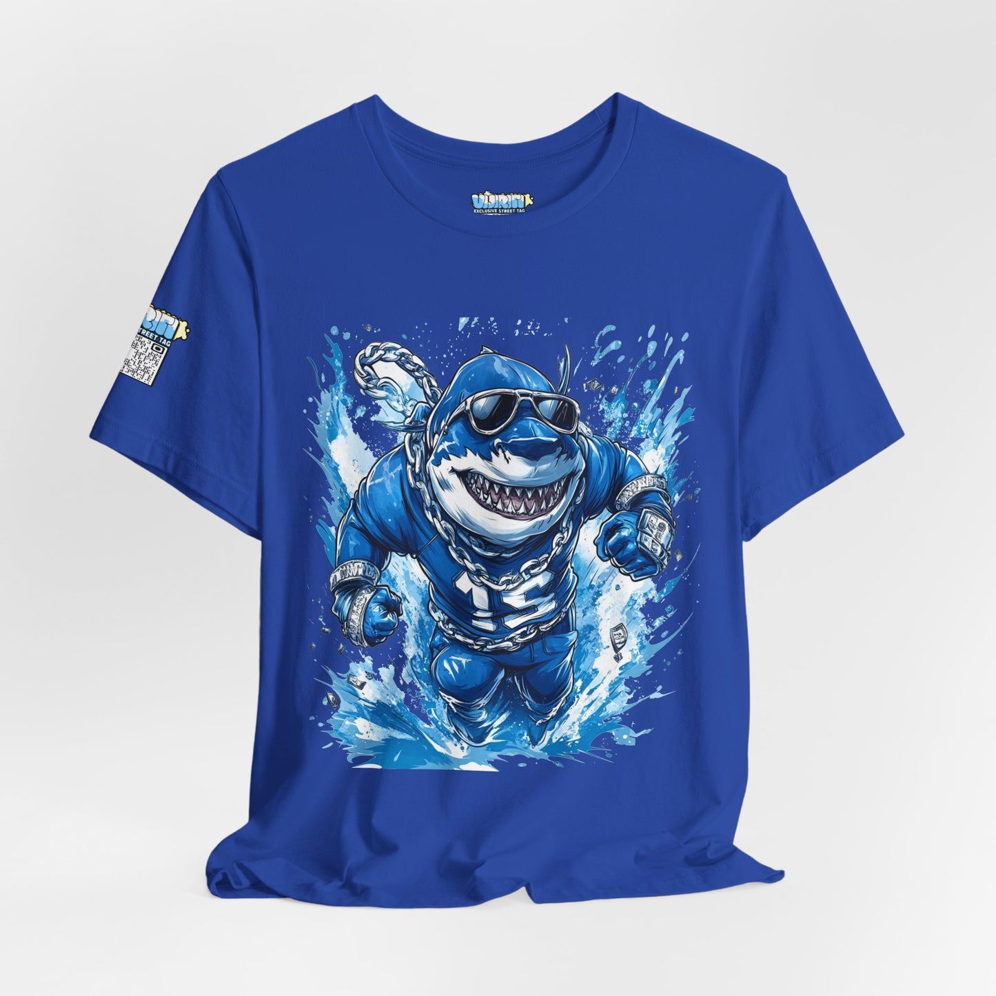 Ocean Dripp Blue Shark Graphic Unisex Tee - Fun Beachwear for Summer Adventures