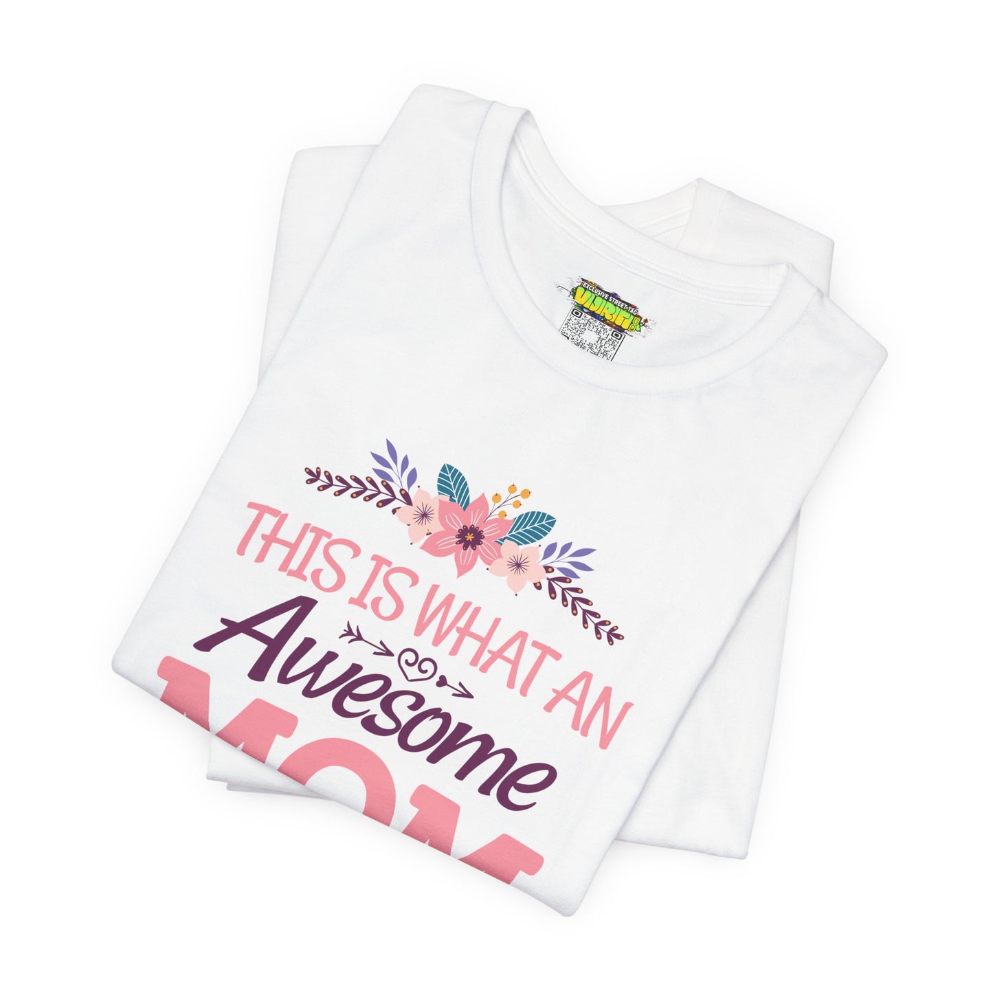 Awesome Mom  Short Sleeve Tee, Gift for Moms, Mother's Day Shirt, Family Theme Tee, Floral Design Top, Casual Style Tee