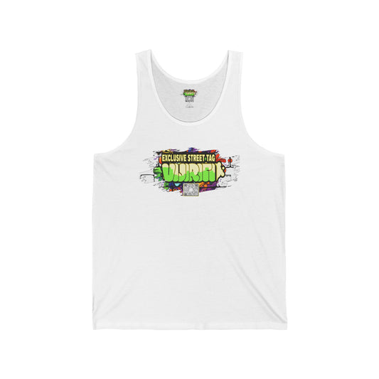 Vijiriti Street Art Unisex Jersey Tank: Graffiti Style Shirt, Urban Apparel, Summer Essential, Gift for Artists, Cool Streetwear