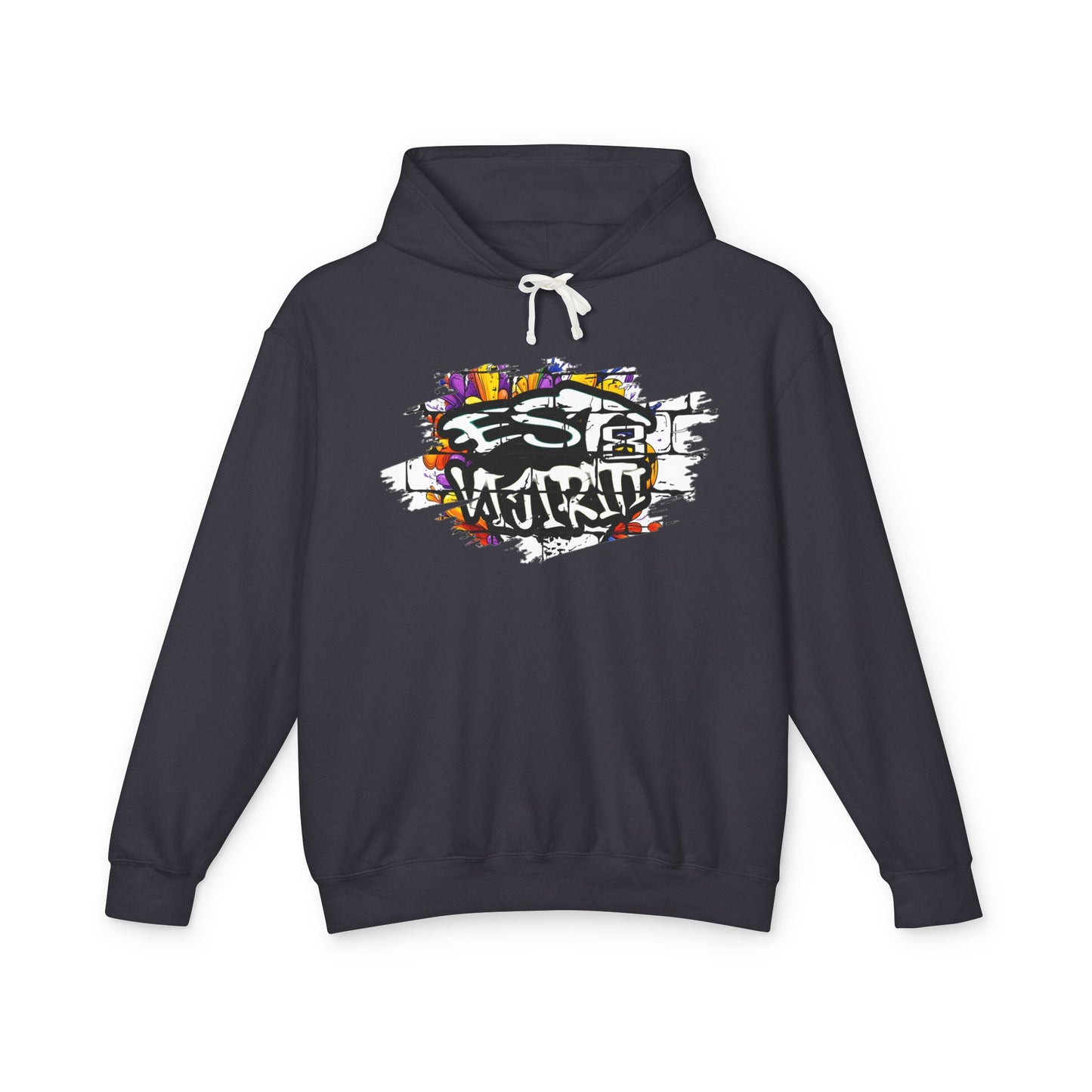 "Vijiriti 8 EST Graffiti-Inspired Unisex Hoodie, Colorful Streetwear Sweatshirt, Urban Fashion, Casual Wear, Gifts for Art Lovers, Festival Attire