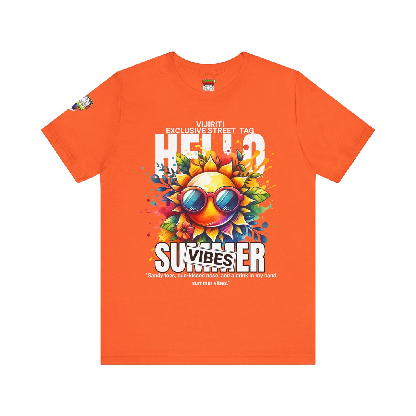 Vibrant Hello Summer Vibes Tee, Colorful Graphic Shirt, Unisex Summer Top, Beachwear, Festival Apparel, Gift for Sun Lovers