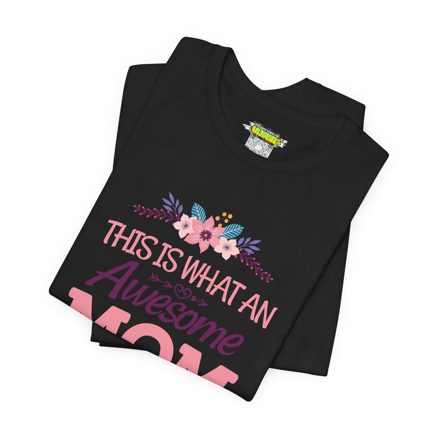 Awesome Mom  Short Sleeve Tee, Gift for Moms, Mother's Day Shirt, Family Theme Tee, Floral Design Top, Casual Style Tee