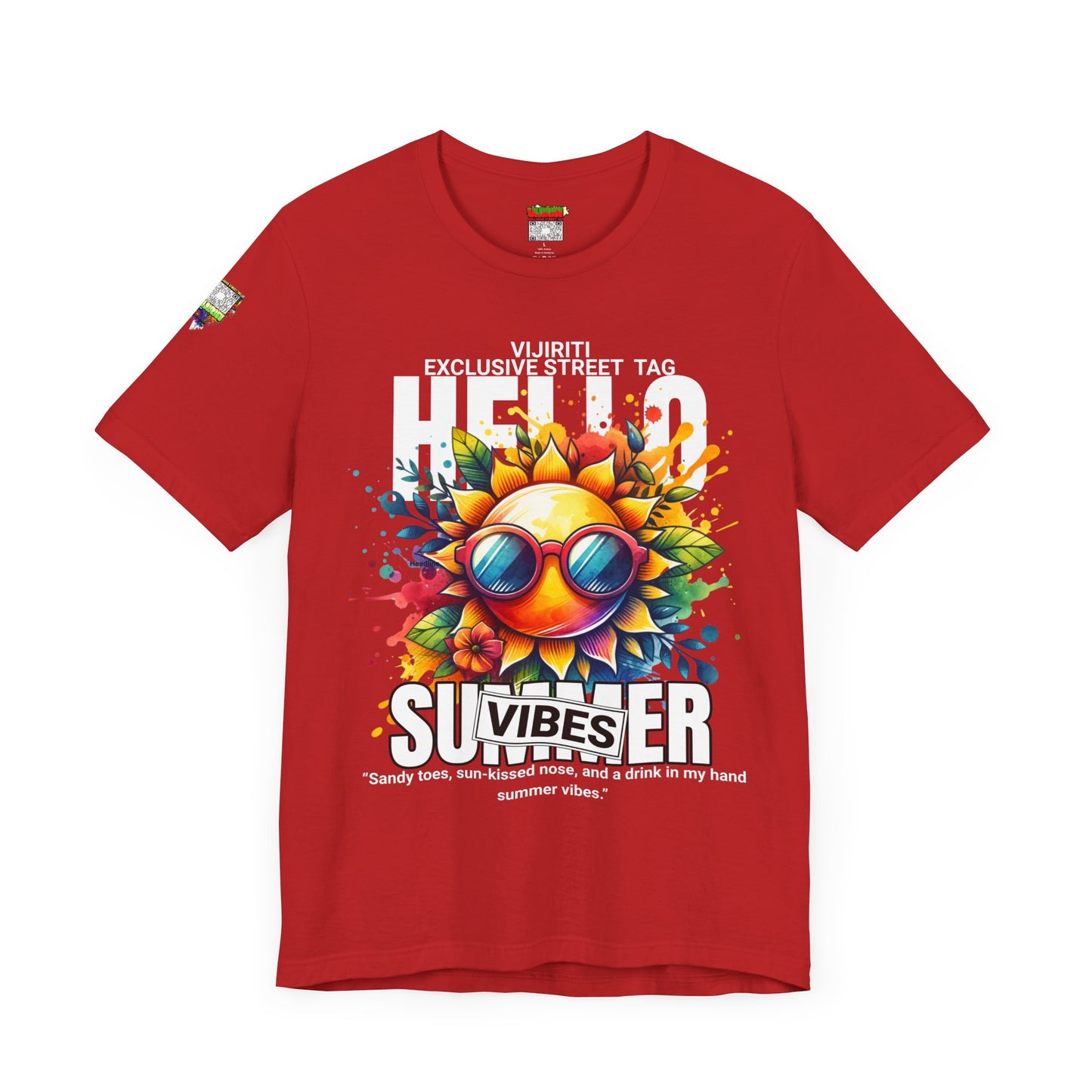 Vibrant Hello Summer Vibes Tee, Colorful Graphic Shirt, Unisex Summer Top, Beachwear, Festival Apparel, Gift for Sun Lovers