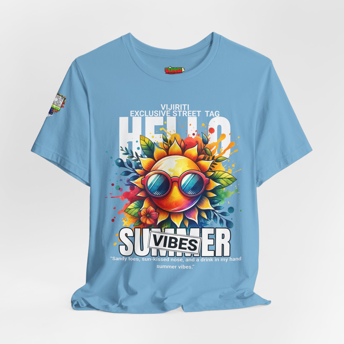 Vibrant Hello Summer Vibes Tee, Colorful Graphic Shirt, Unisex Summer Top, Beachwear, Festival Apparel, Gift for Sun Lovers