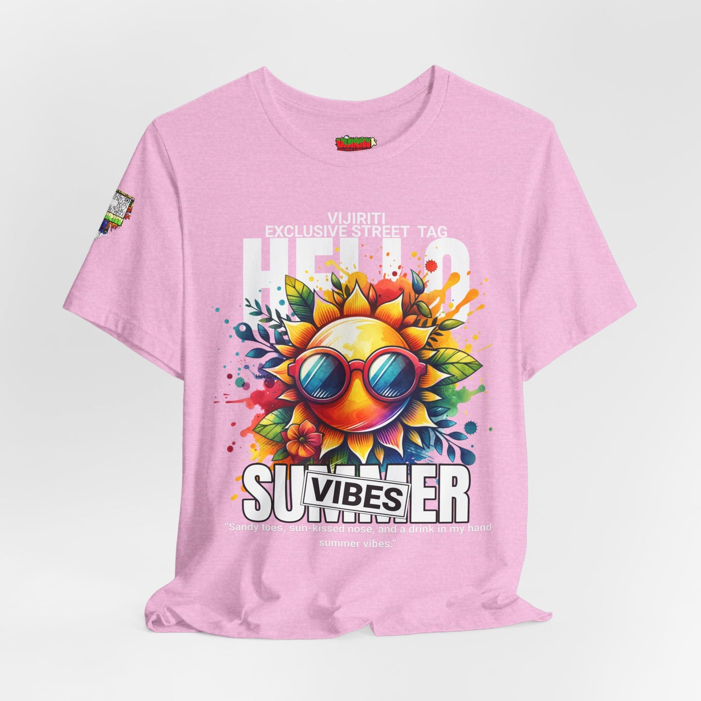 Vibrant Hello Summer Vibes Tee, Colorful Graphic Shirt, Unisex Summer Top, Beachwear, Festival Apparel, Gift for Sun Lovers
