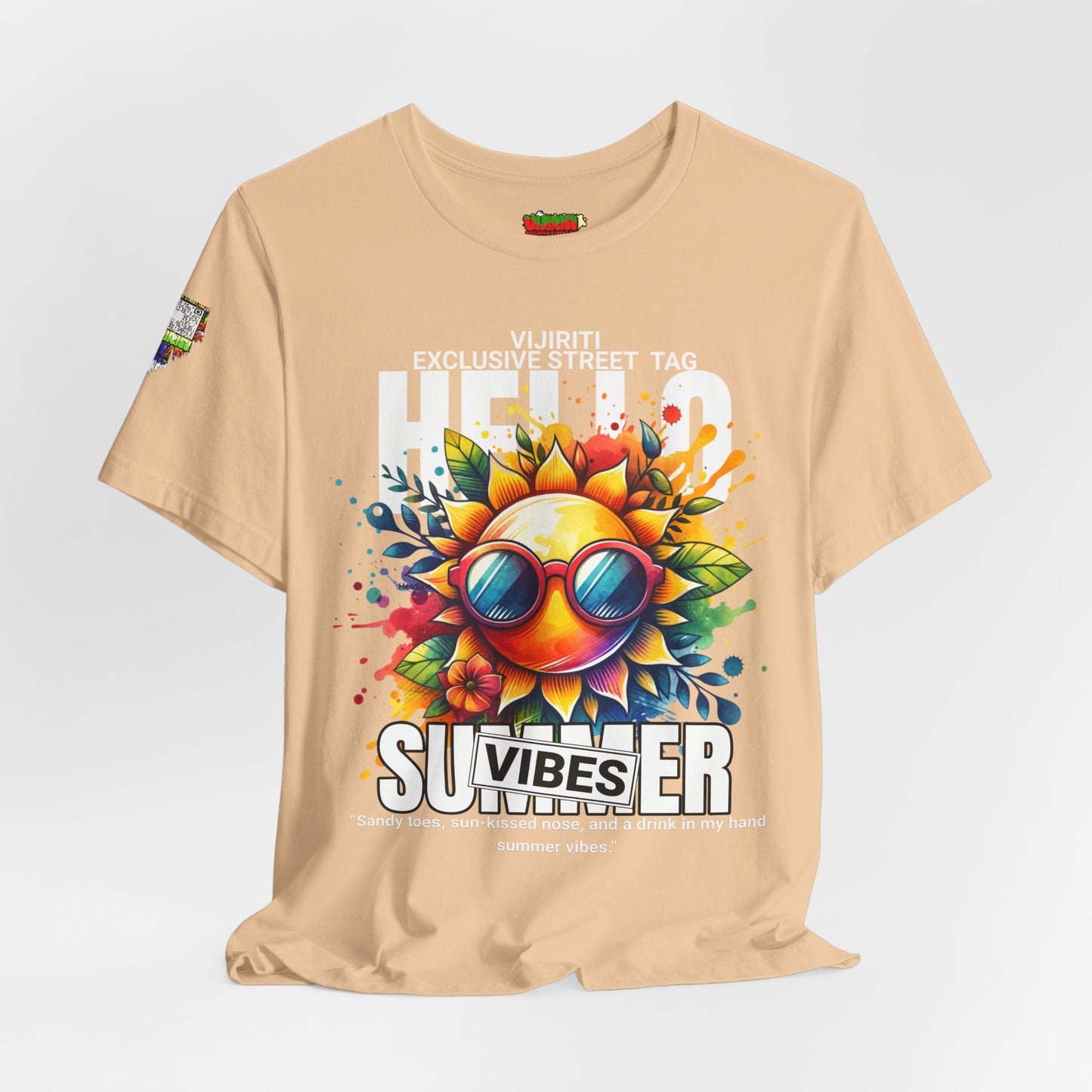 Vibrant Hello Summer Vibes Tee, Colorful Graphic Shirt, Unisex Summer Top, Beachwear, Festival Apparel, Gift for Sun Lovers