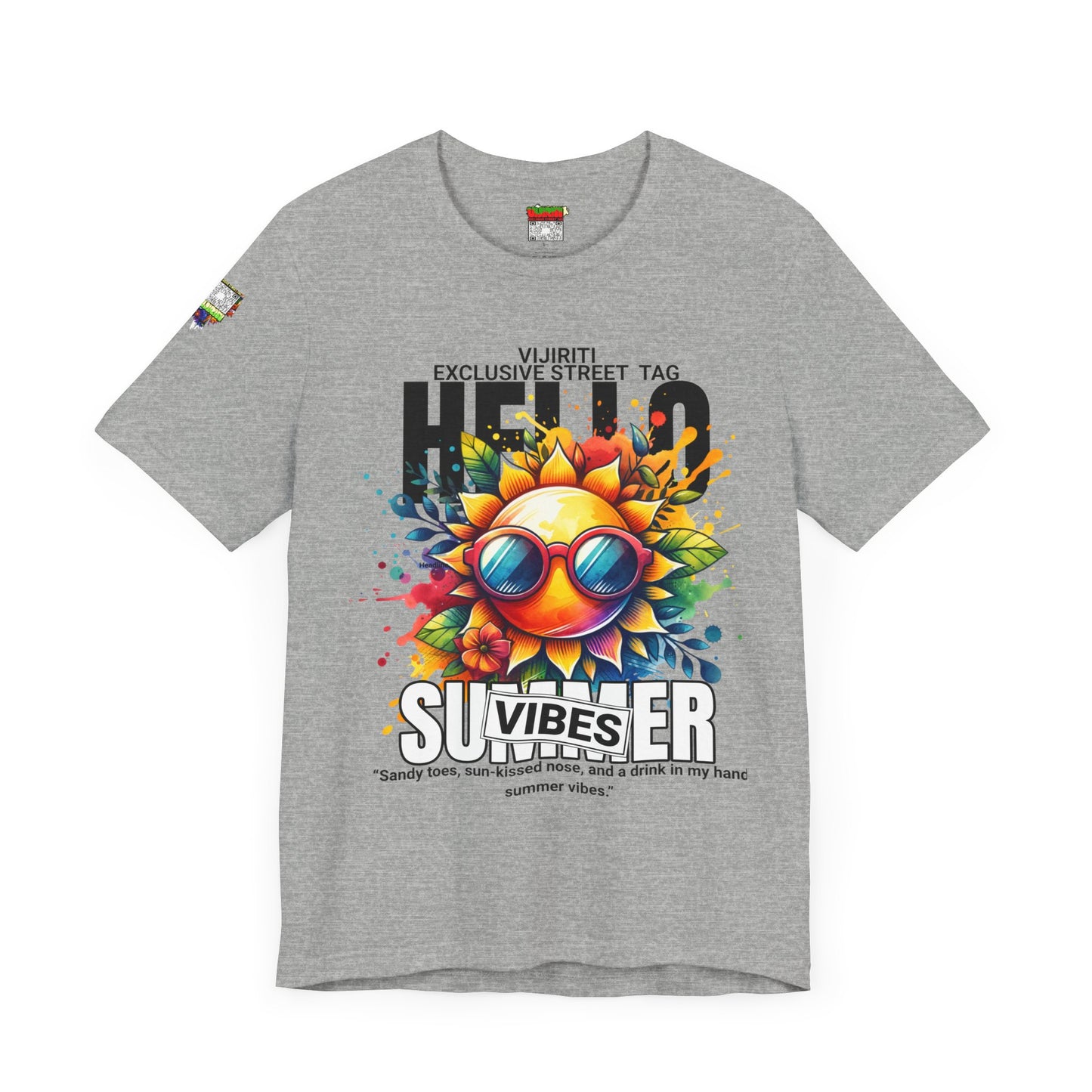 Vibrant Hello Summer Vibes Tee, Colorful Graphic Shirt, Unisex Summer Top, Beachwear, Festival Apparel, Gift for Sun Lovers