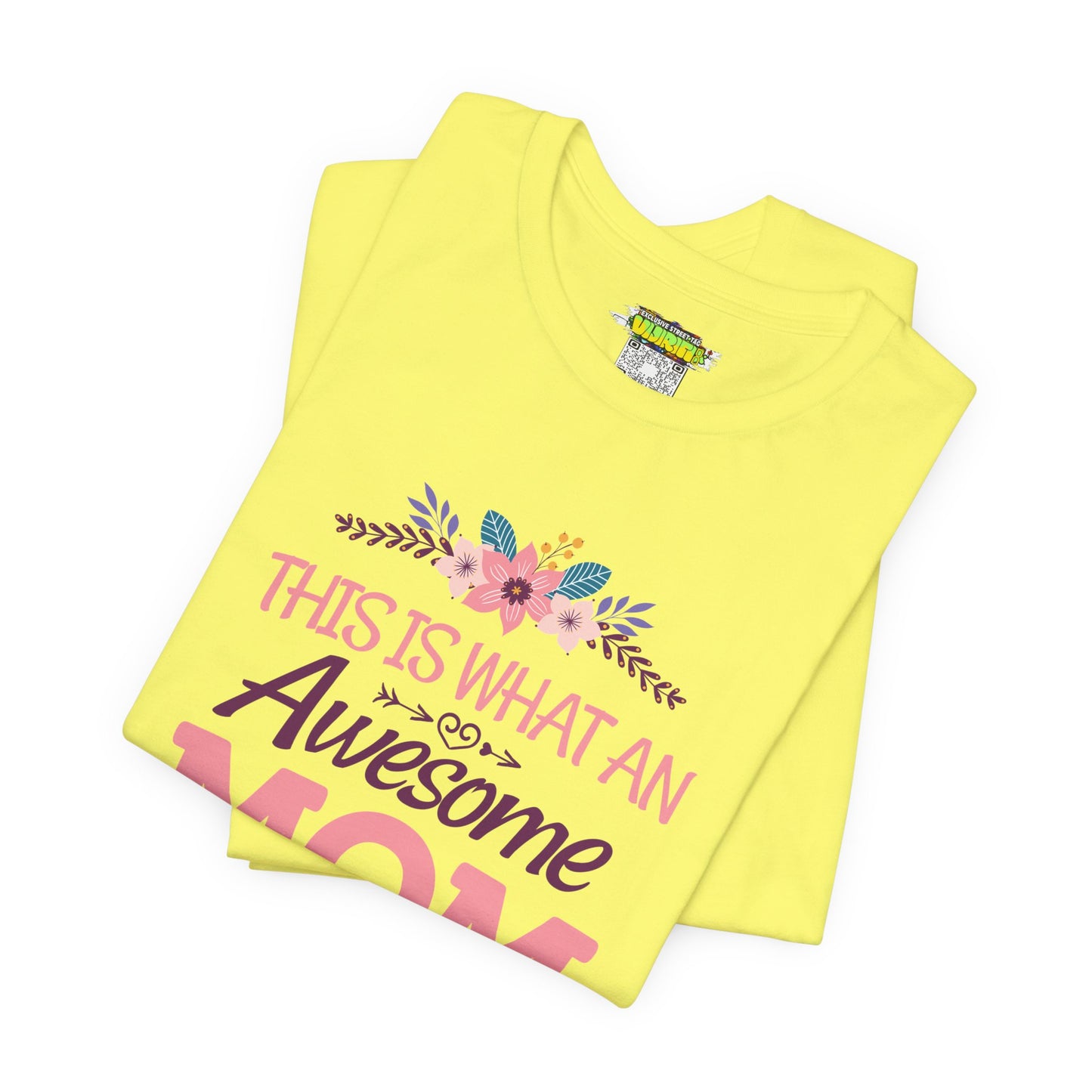 Awesome Mom  Short Sleeve Tee, Gift for Moms, Mother's Day Shirt, Family Theme Tee, Floral Design Top, Casual Style Tee