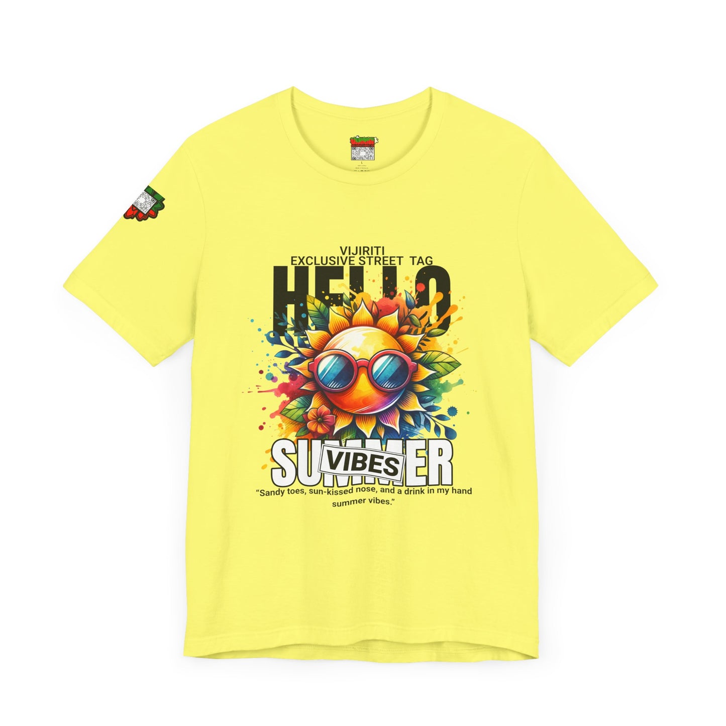 Vibrant Hello Summer Vibes Tee, Colorful Graphic Shirt, Unisex Summer Top, Beachwear, Festival Apparel, Gift for Sun Lovers