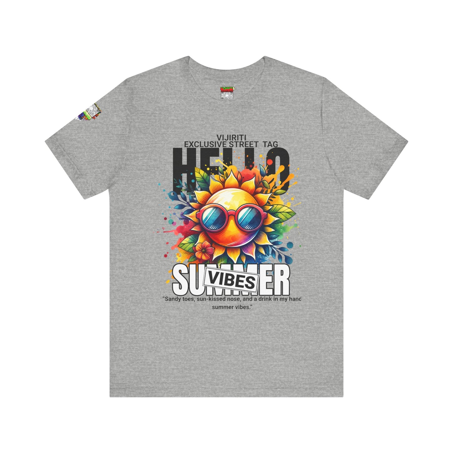 Vibrant Hello Summer Vibes Tee, Colorful Graphic Shirt, Unisex Summer Top, Beachwear, Festival Apparel, Gift for Sun Lovers