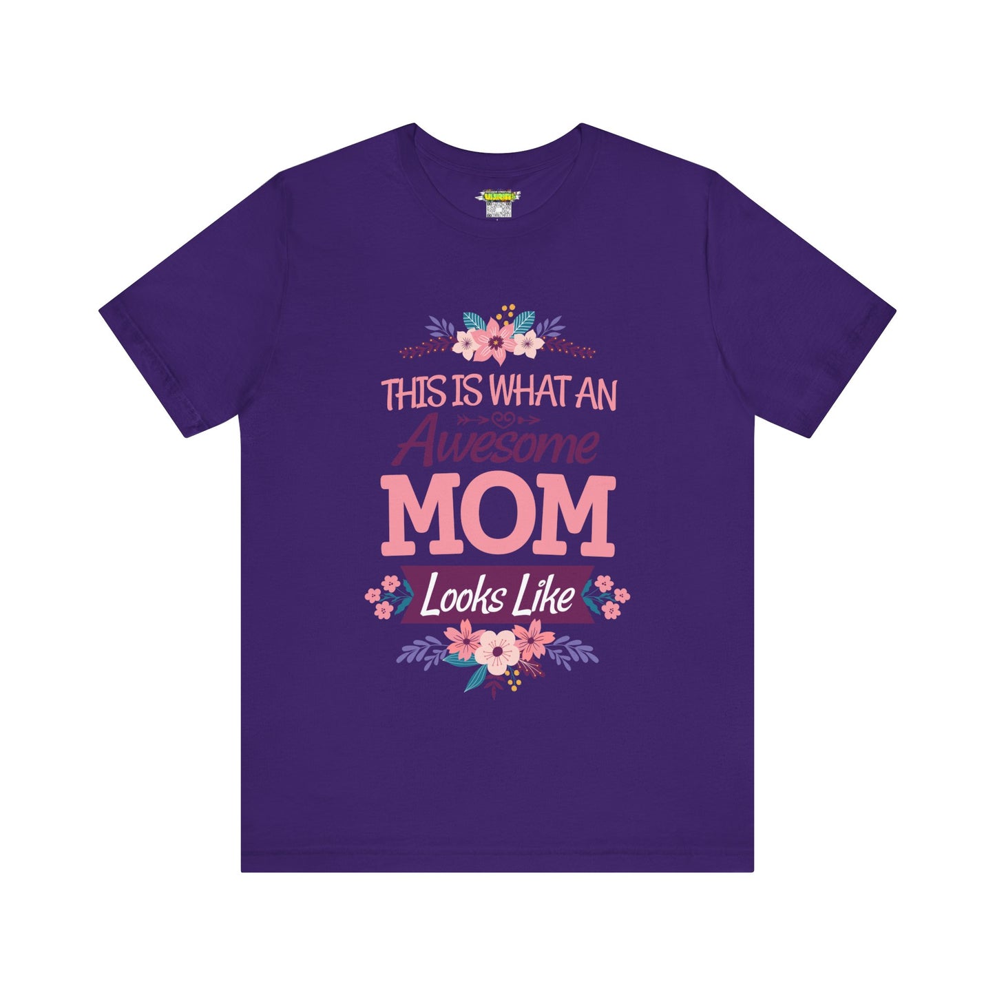 Awesome Mom  Short Sleeve Tee, Gift for Moms, Mother's Day Shirt, Family Theme Tee, Floral Design Top, Casual Style Tee